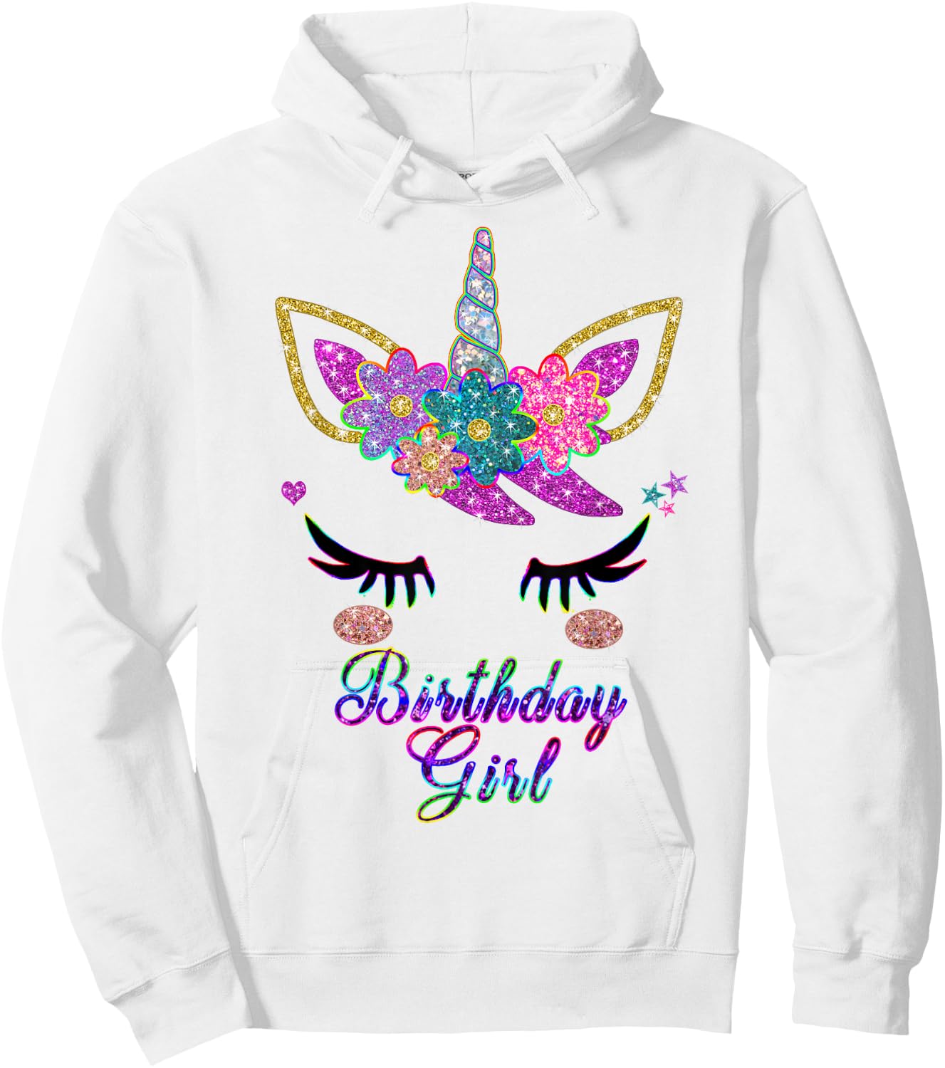 Rainbow Unicorn Birthday , Birthday Girl Outfit Hoodie - Hoodie | White