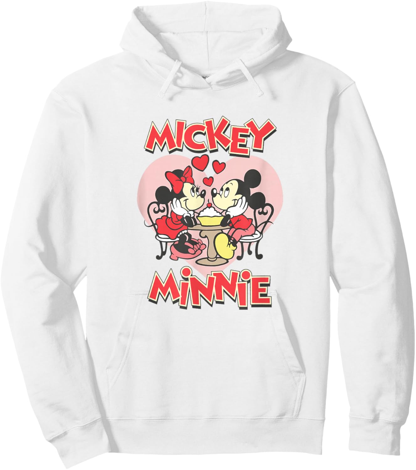 Disney Mickey Valentine's Day Mickey & Minnie Hearts Hoodie - Hoodie | White