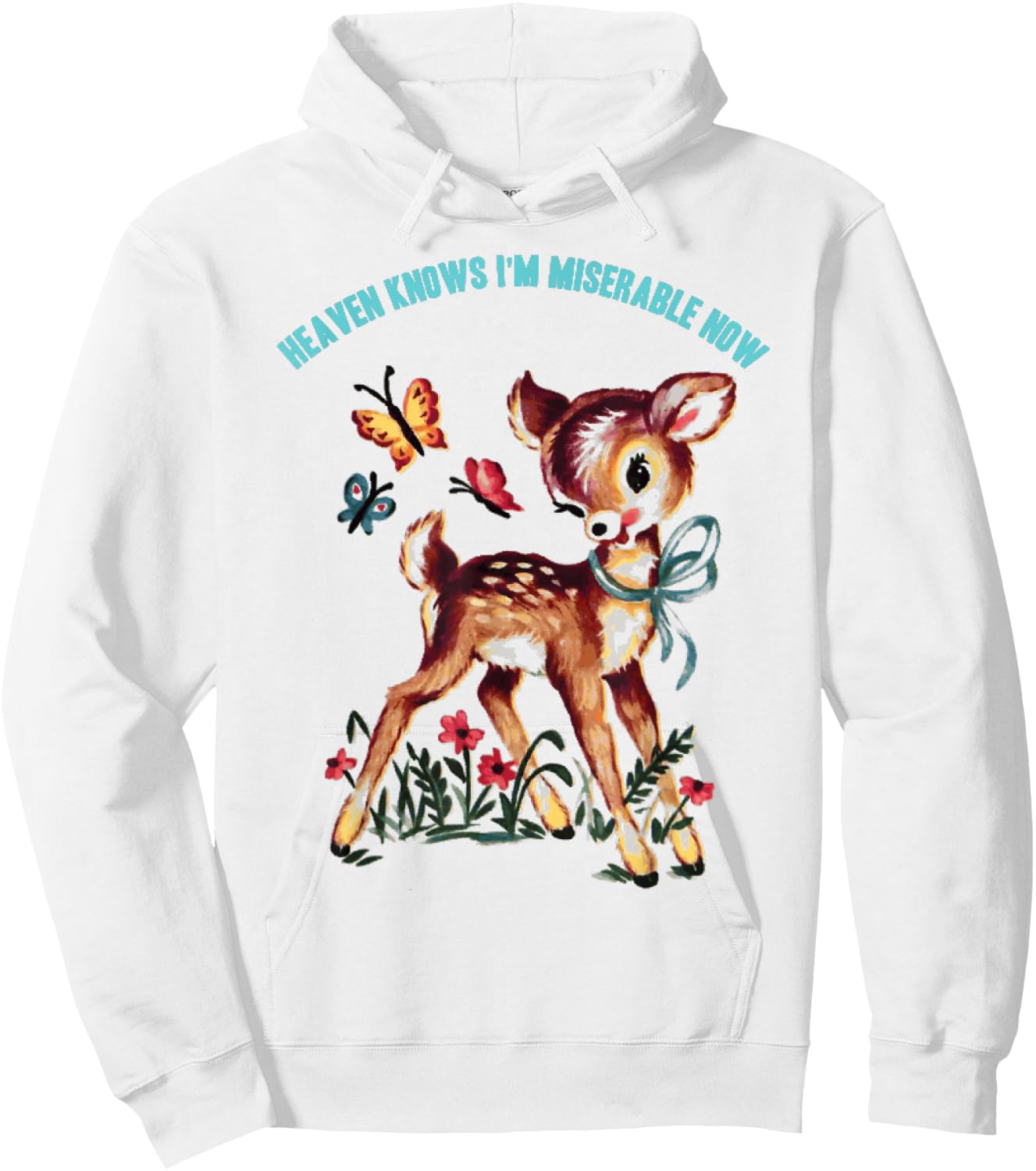 Funny Heaven Knows I'm Miserable Now 80s Vintage Hoodie - Hoodie | White