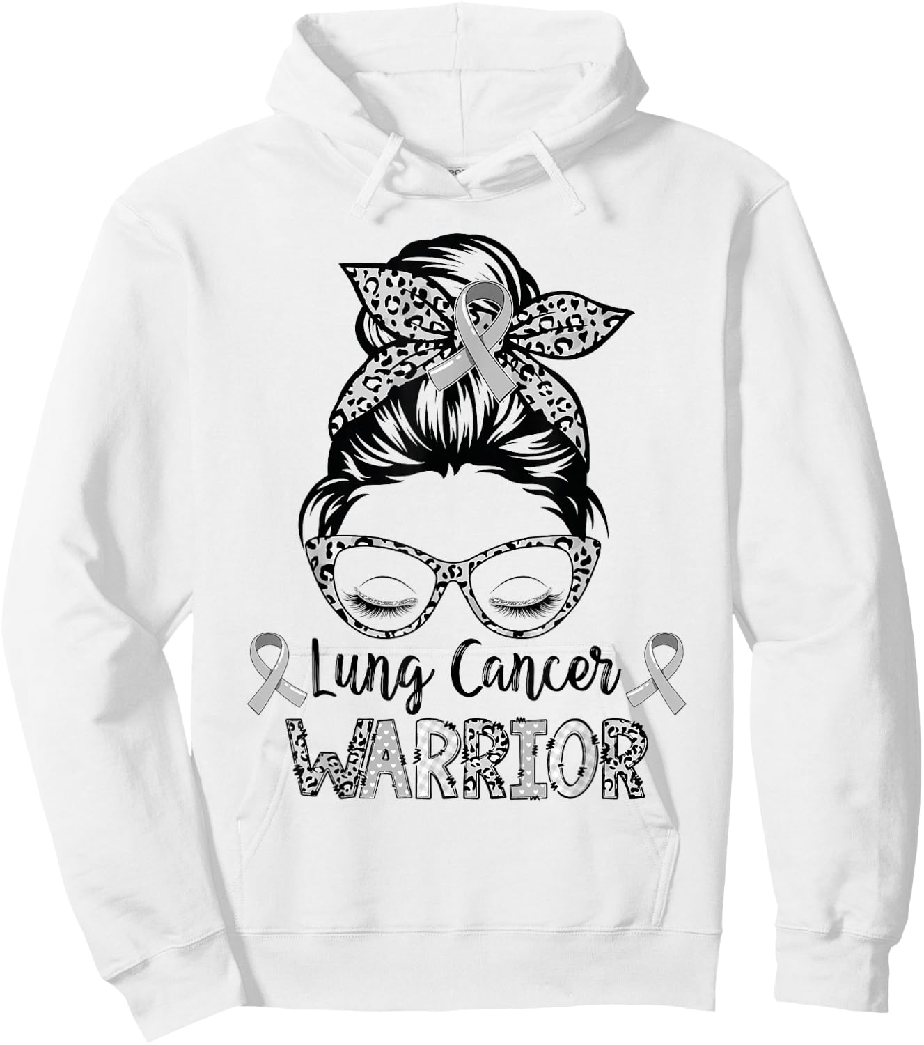 Lung Cancer Warrior Messy Bun Lung Warrior Hoodie - Hoodie | White