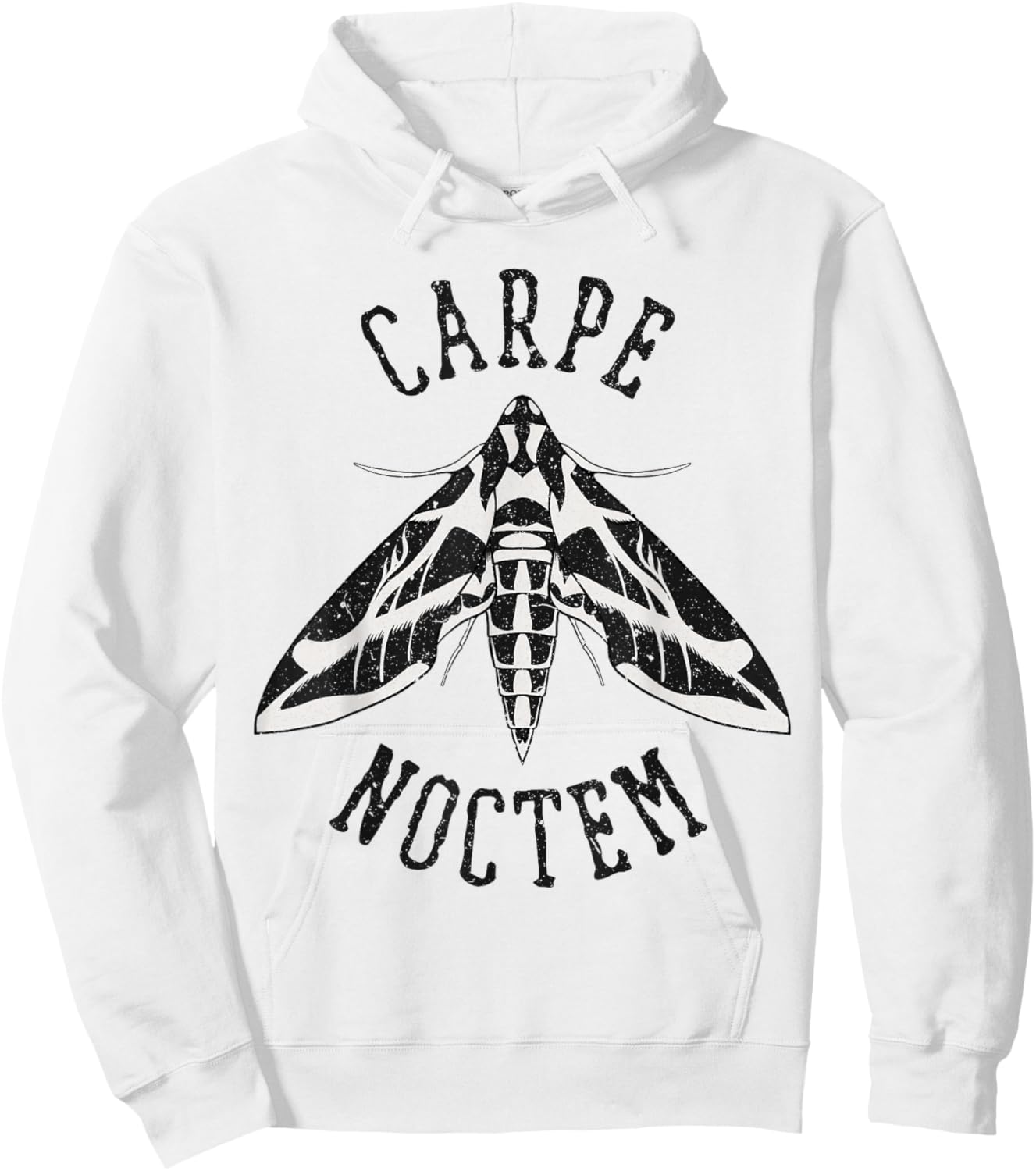 Carpe Noctem (Seize the Night) Moth Hoodie - Hoodie | White