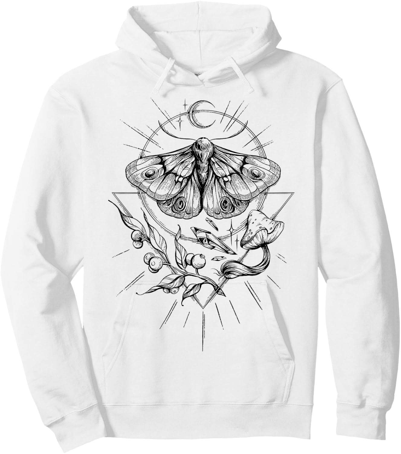 Moth Mystical Goth Dark Goblincore Hoodie - Hoodie | White