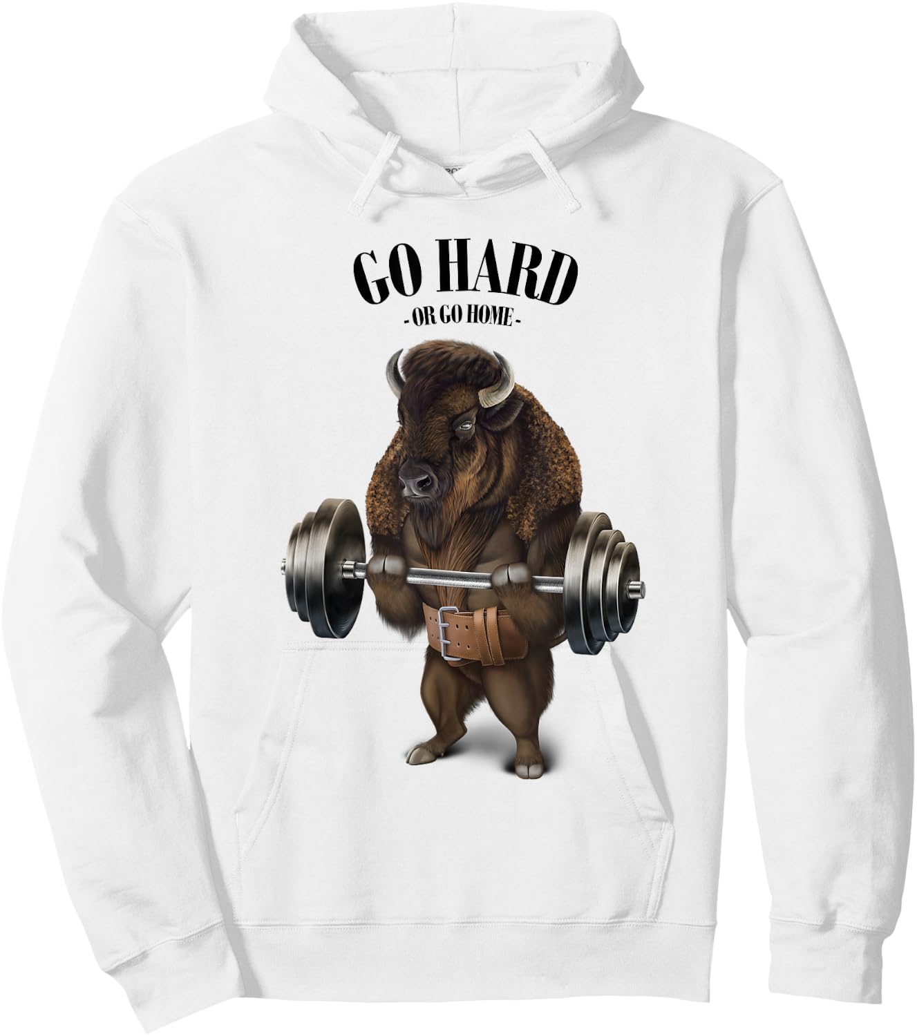Bison Buffalo Bull Weightlifting in Fitness Gym Hoodie - Hoodie | White