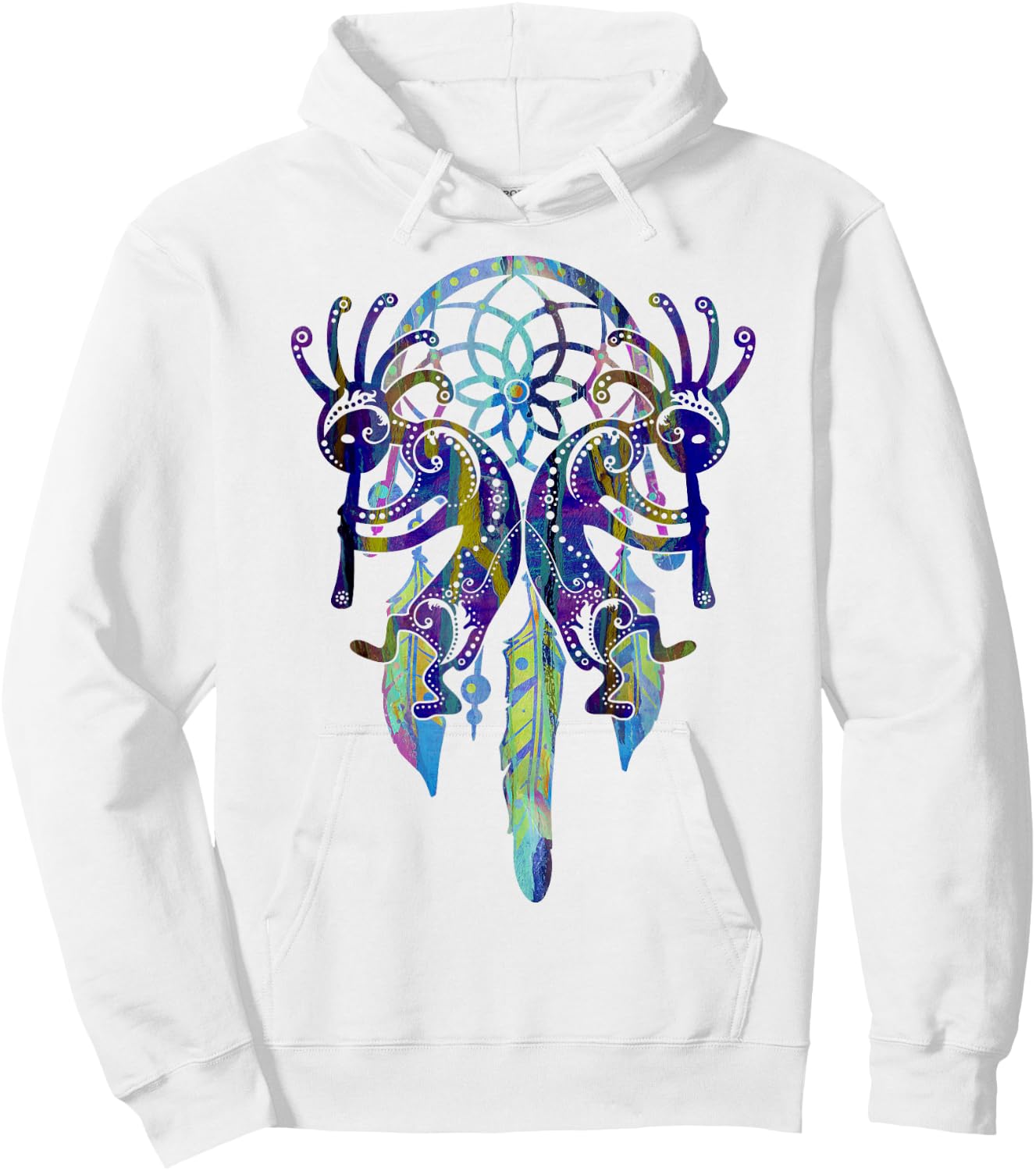 Kokopelli Dreamcatcher Watercolor Painting 1 - Fan Fun Hoodie - Hoodie | White