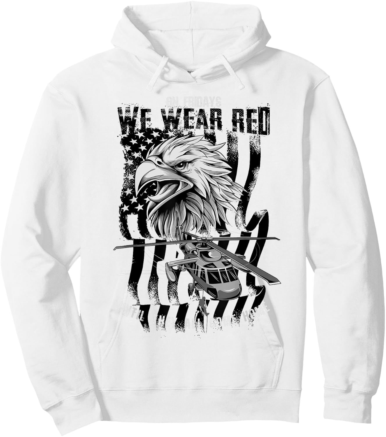 Red Friday Military Remember Everyone Deployed Eagle Flag Hoodie - Hoodie | White