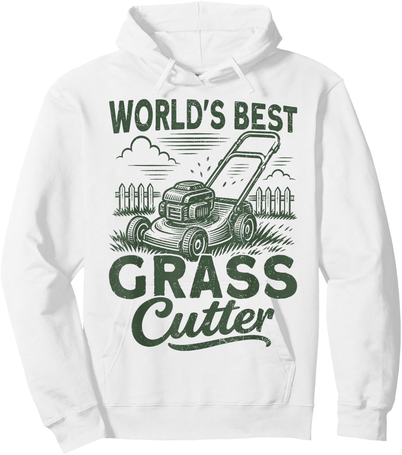 Worlds Best Grass Cutter Lawn Mower Gardening Hoodie - Hoodie | White