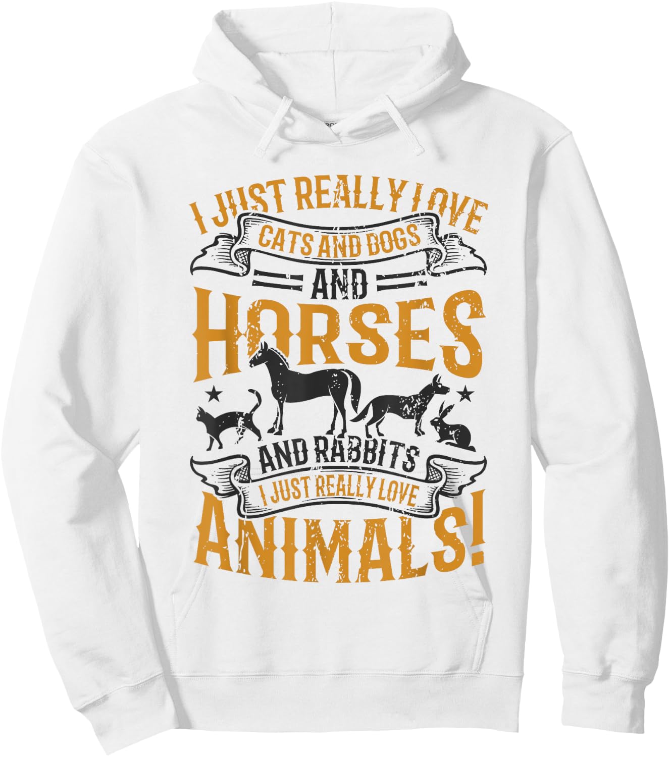 Cats and Dogs and Horses and Rabbits - Animal Lover Hoodie - Hoodie | White
