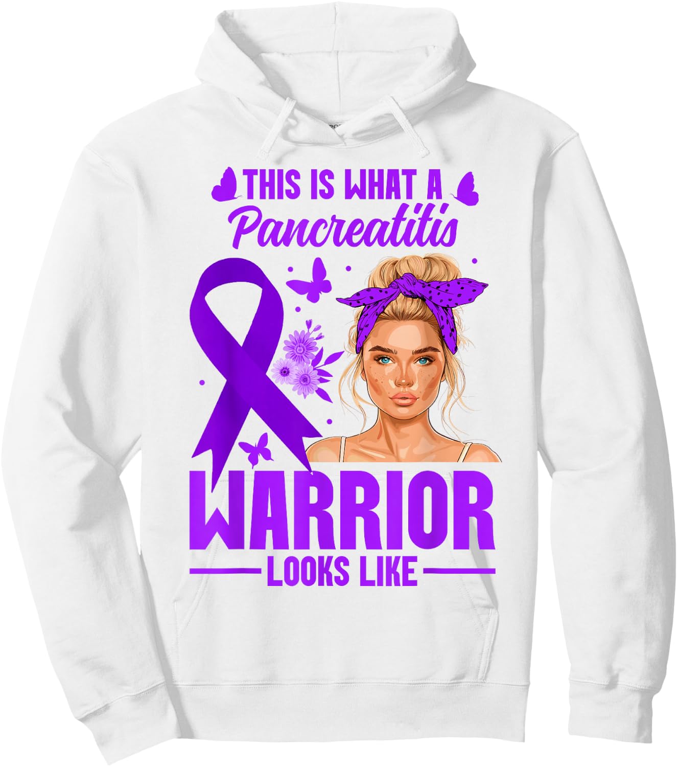 Pancreatitis Awareness Women Warrior Pancreatitis Hoodie - Hoodie | White