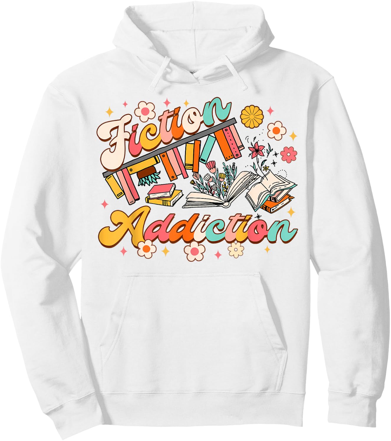 Reading Book Lover Bookish Book Club Fiction Addiction Hoodie - Hoodie | White
