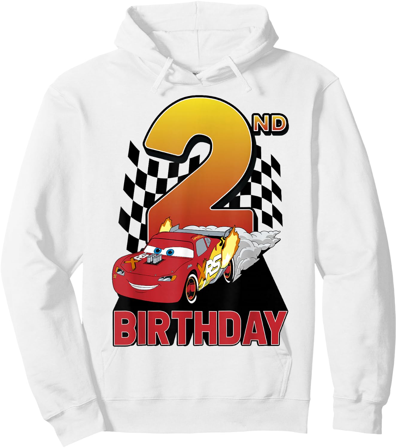 Disney Pixar Cars Lightning McQueen 2nd Birthday Peel Out Small Hoodie - Hoodie | White