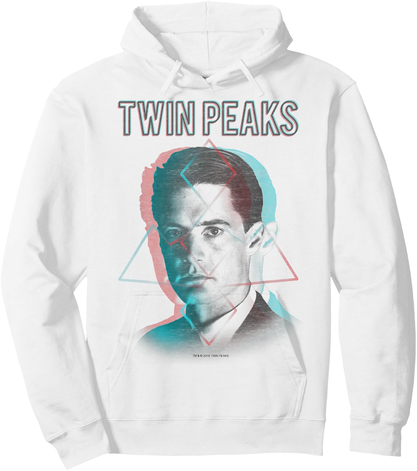 Twin Peaks Agent Cooper Headshot 3 Triangles Graphic Hoodie - Hoodie | White