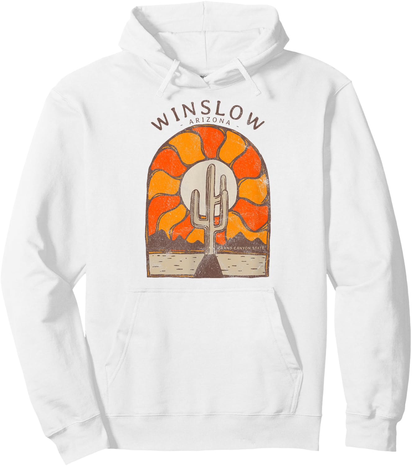 Vintage Retro Style Sunset Desert Landscape Winslow Arizona Hoodie - Hoodie | White