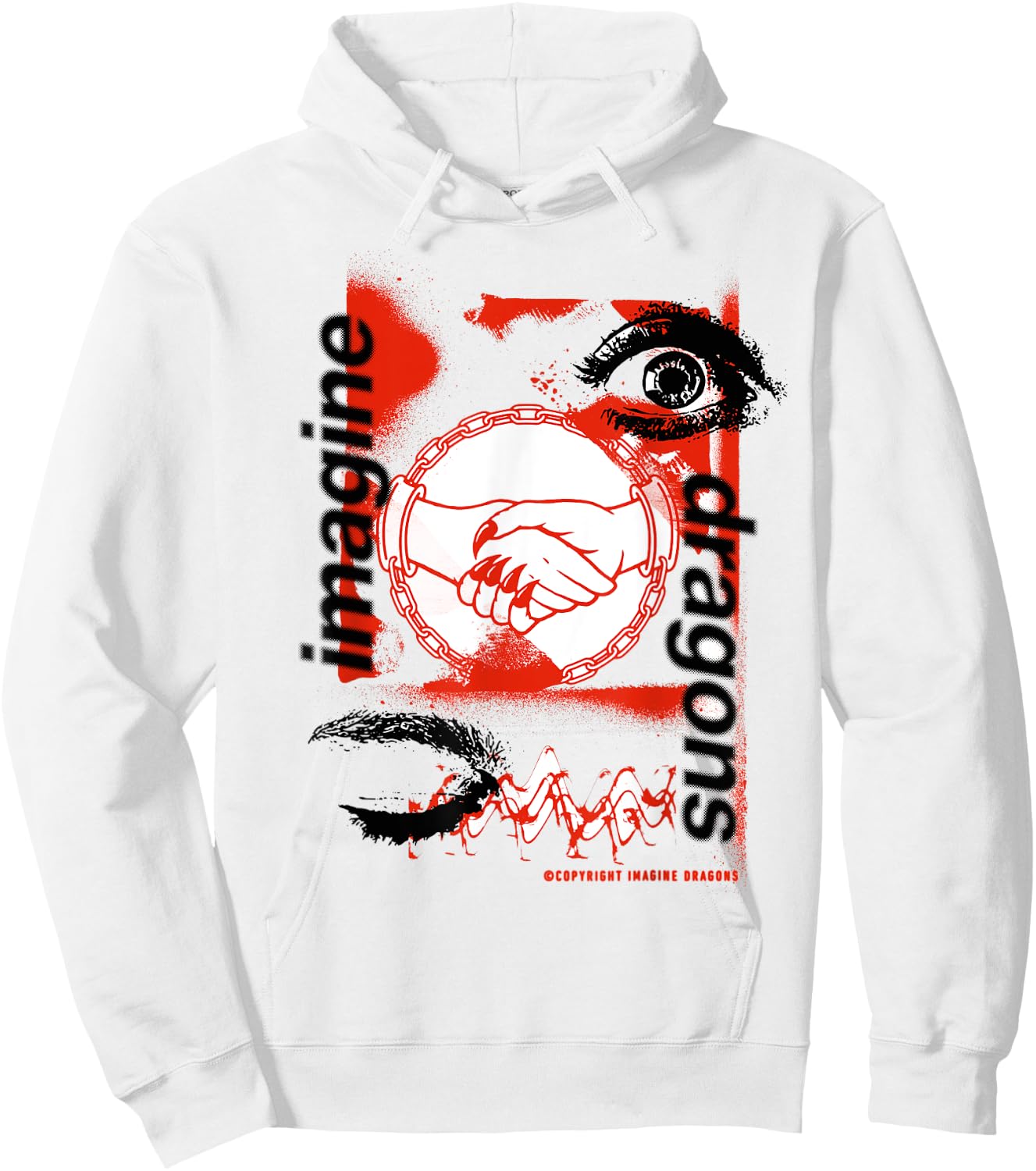 Official Imagine Dragons Handshake White Hoodie - Hoodie | White