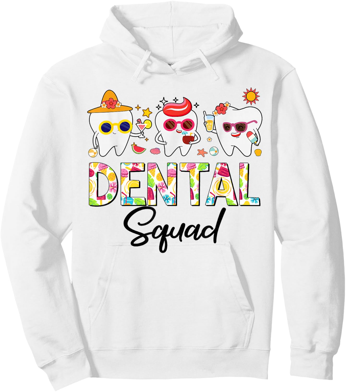 Dental Squad Funny Teeth Summer Costume Beach Trip Hoodie - Hoodie | White