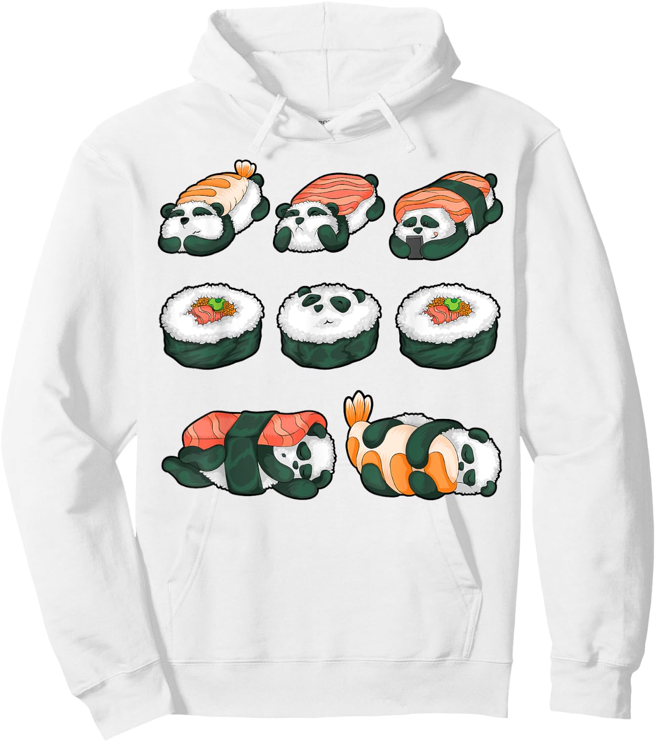 Panda Sushi Hug Shirt Cute Animal Maki Lover Funny Food Gift Hoodie - Hoodie | White