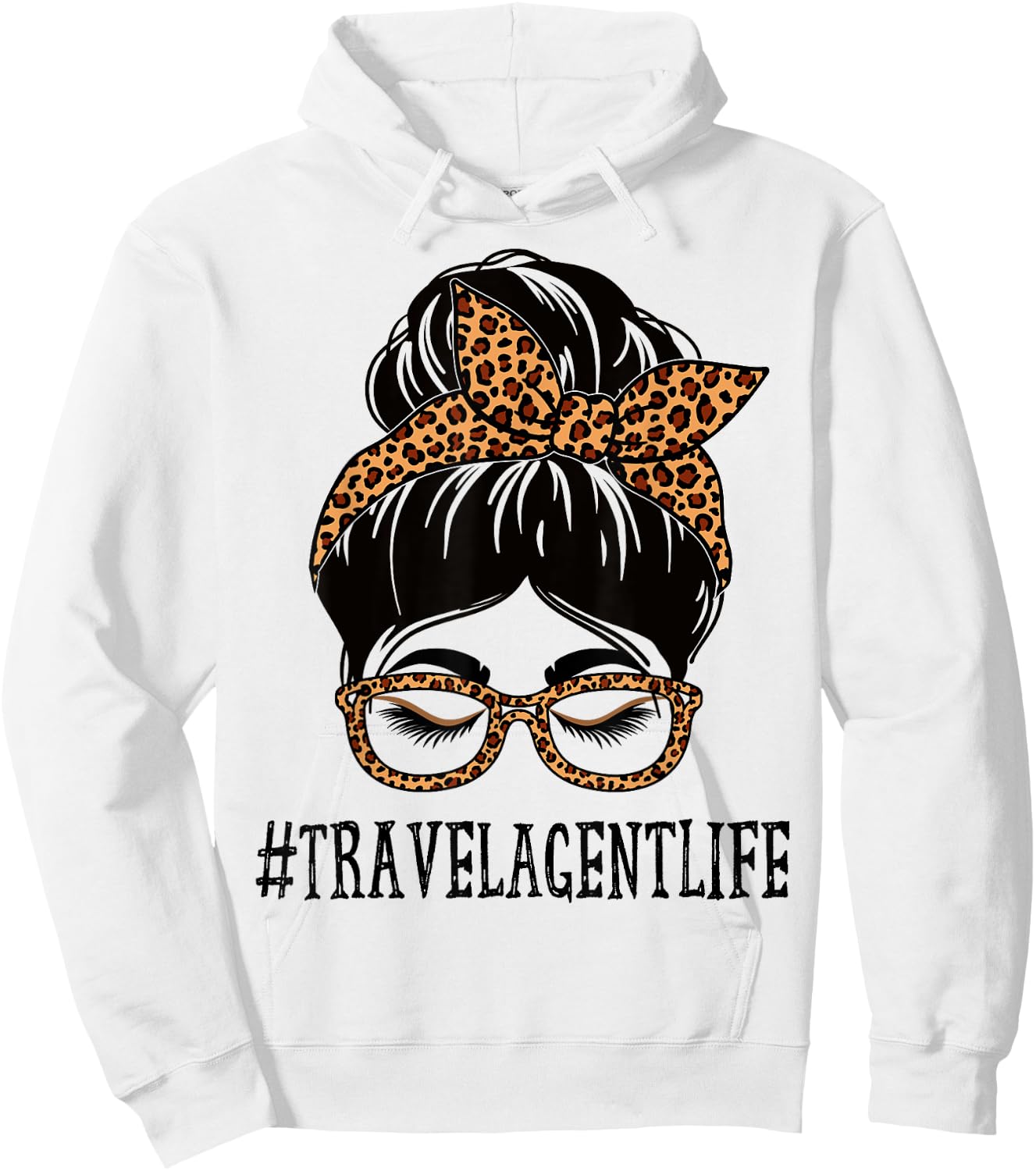 Travel Agent Leopard Messy Bun Appreciation Back To School Hoodie - Hoodie | White
