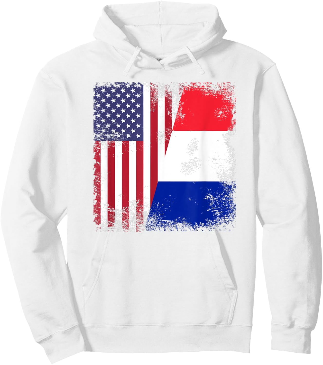 Half French Frenchman Flag | Vintage France USA Gift Hoodie - Hoodie | White