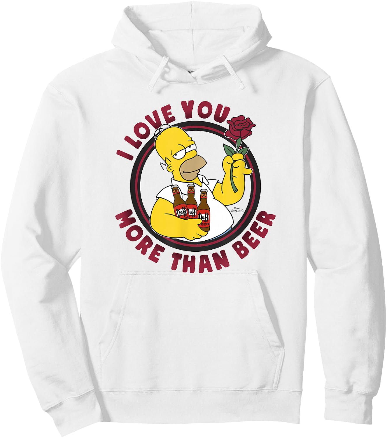 The Simpsons Valentine's Day Homer I Love You More Than Beer Hoodie - Hoodie | White