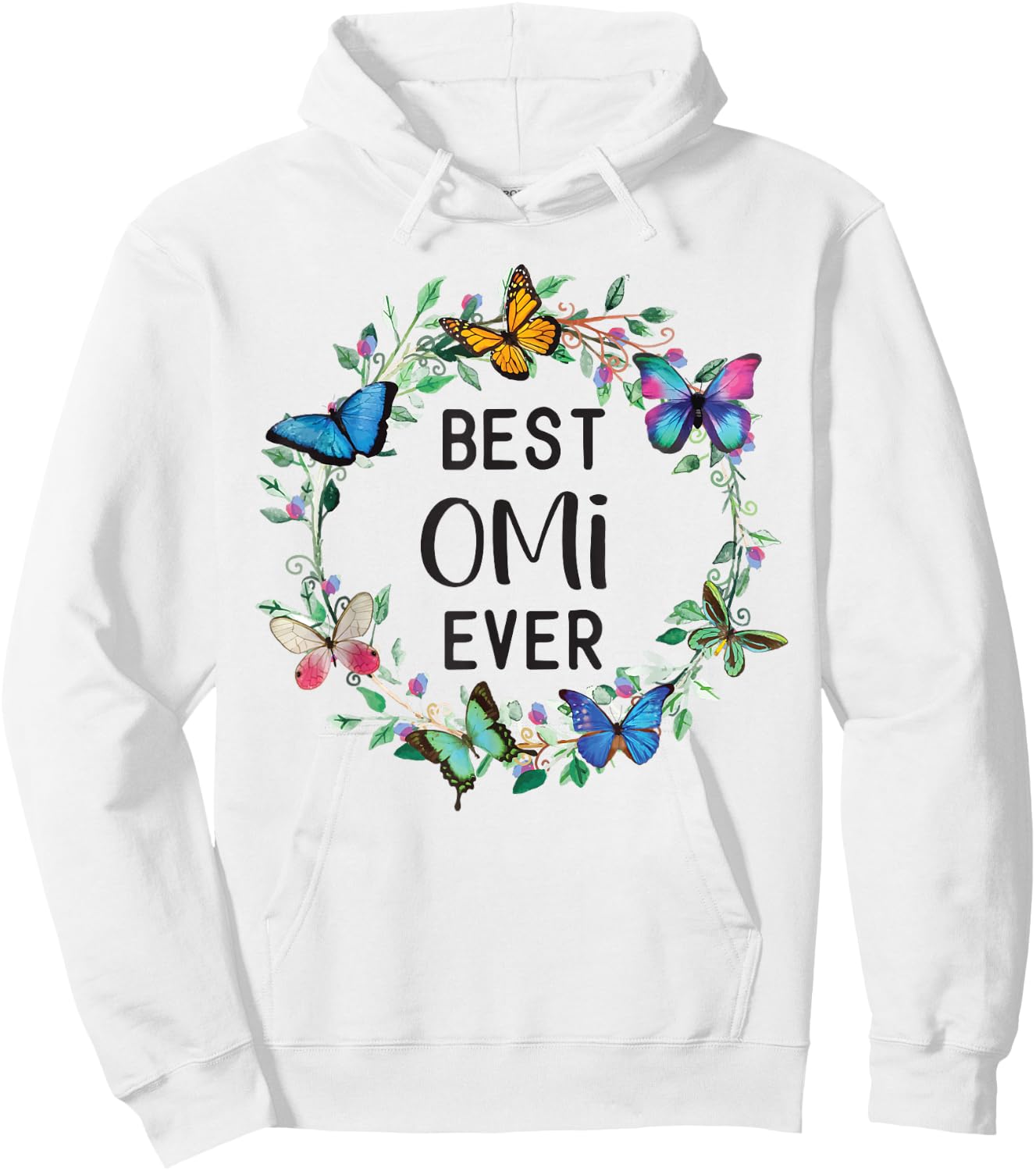 Best Omi Ever Butterfly Floral Personalized Name Hoodie - Hoodie | White