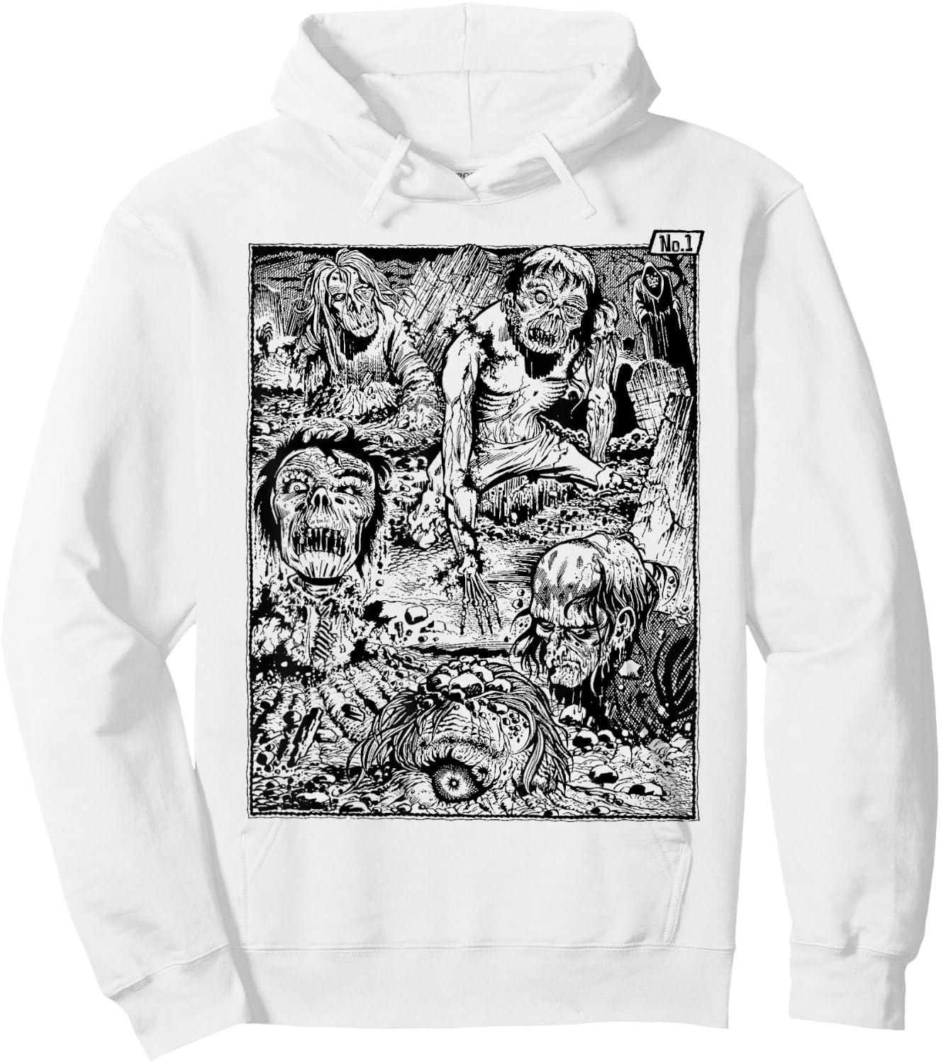 Vintage Zombie Night at the Cemetery The Living Dead Hoodie - Hoodie | White