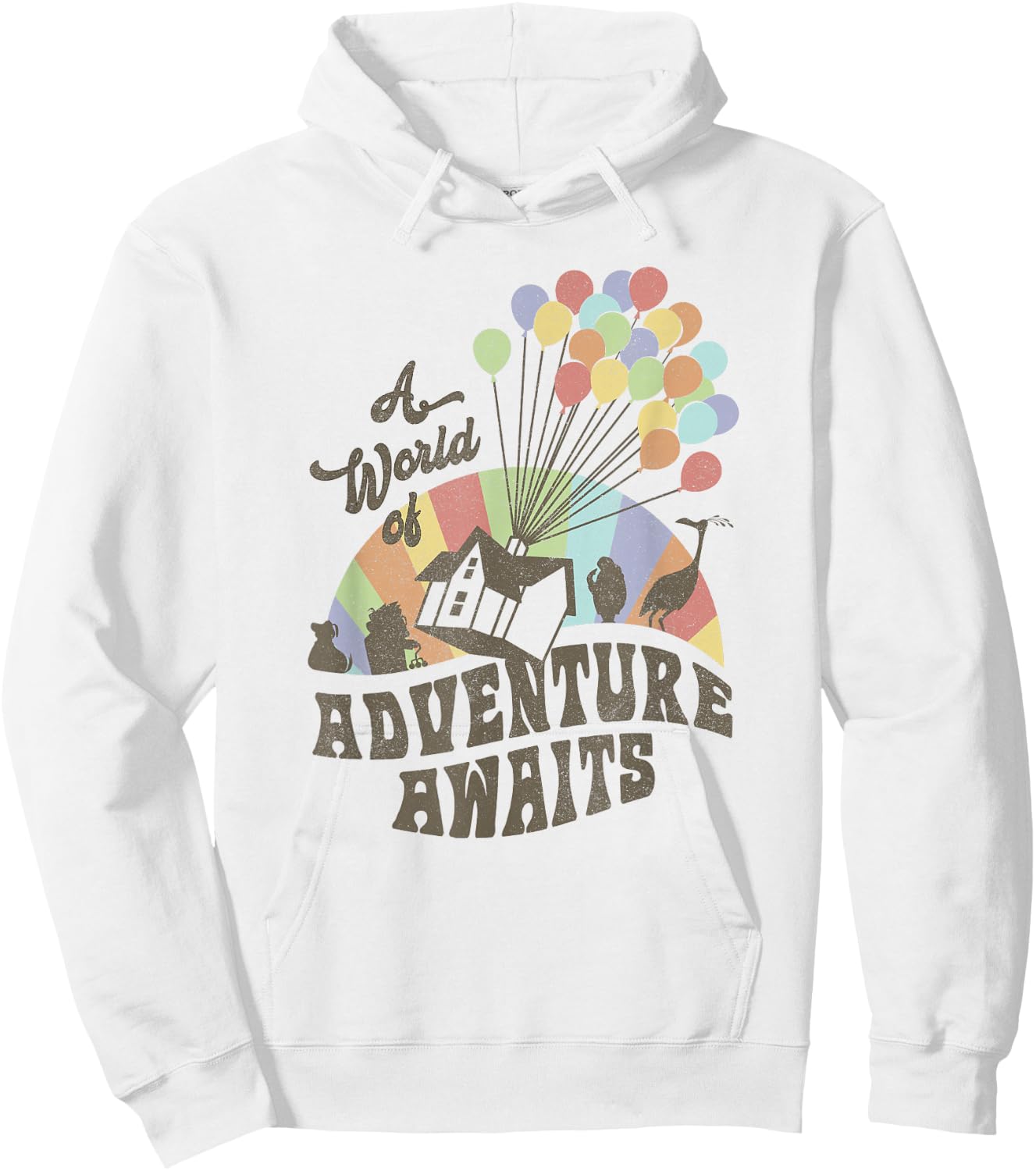 Disney Pixar Up A World Of Adventure Awaits Rainbow Balloons Hoodie - Hoodie | White