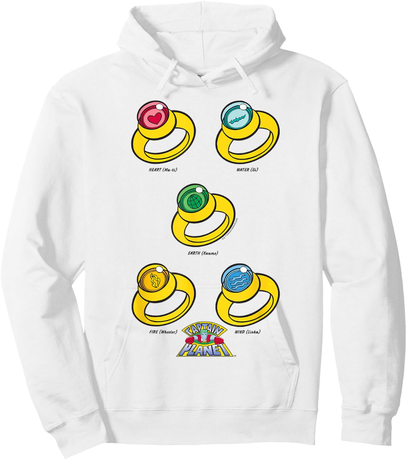 Captain Planet Rings of Power Hoodie - Hoodie | White