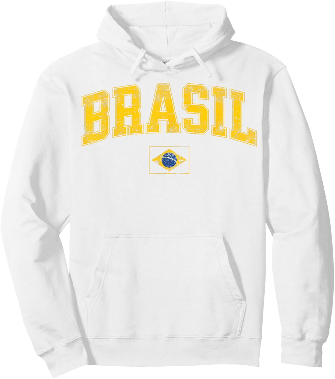 Retro Vintage Brasil | Women Men Kids Flag of Brazil Hoodie - Hoodie | White