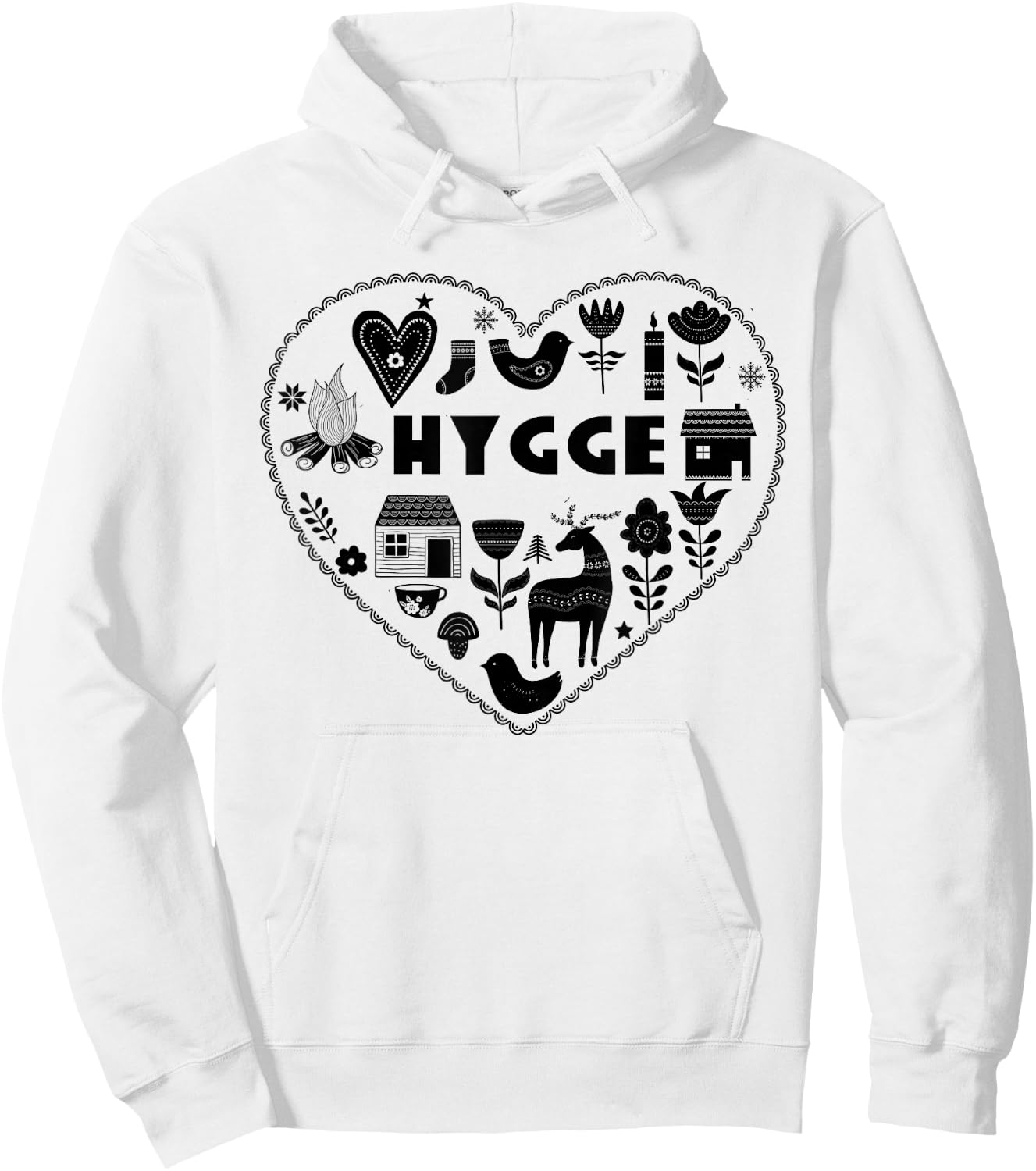 Hygge Heart Danish Cozy Symbols Scandinavian Art Hoodie - Hoodie | White