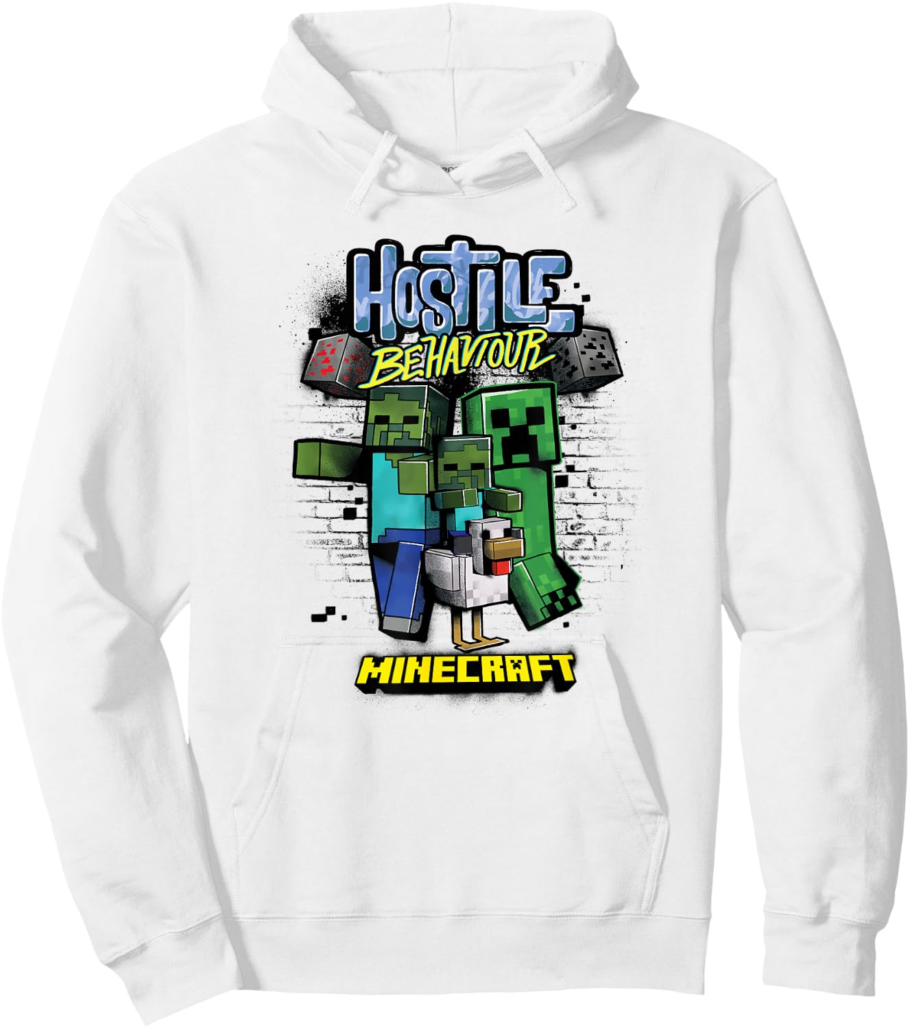 Minecraft Hostile Behaviour Aggressive Mob Group Hoodie - Hoodie | White