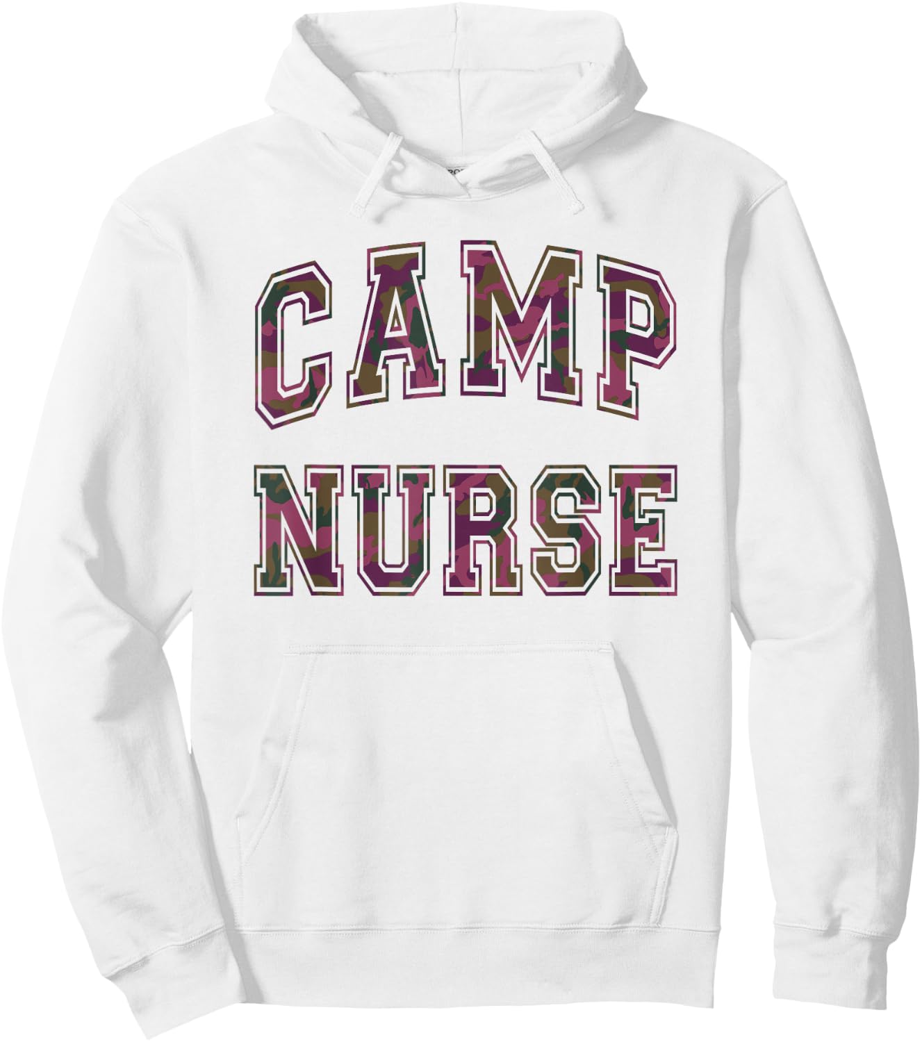 Camo CAMP NURSE Summer Campsite Off Duty Besties Crew Hoodie - Hoodie | White