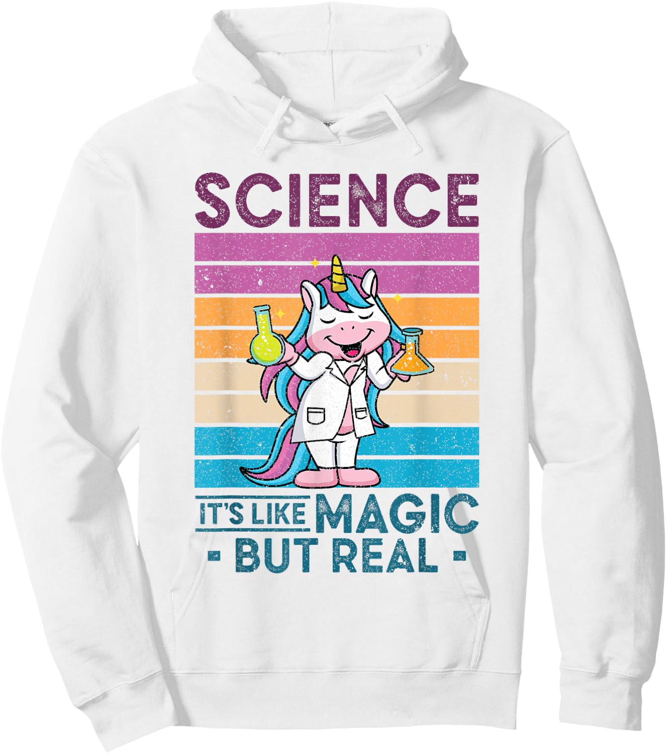 Science It's Like Magic But Real Unicorn Scientist Science Hoodie - Hoodie | White