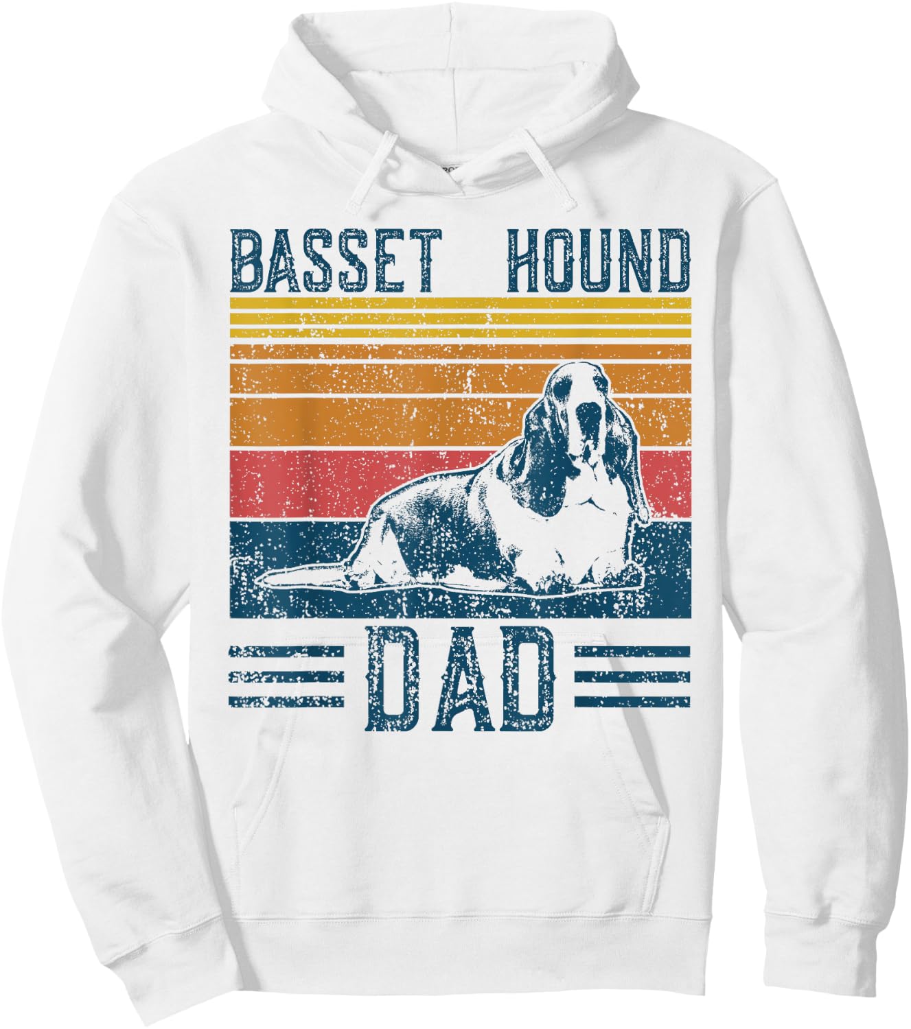 Dog Dad - Vintage Basset Hound Dad Hoodie - Hoodie | White