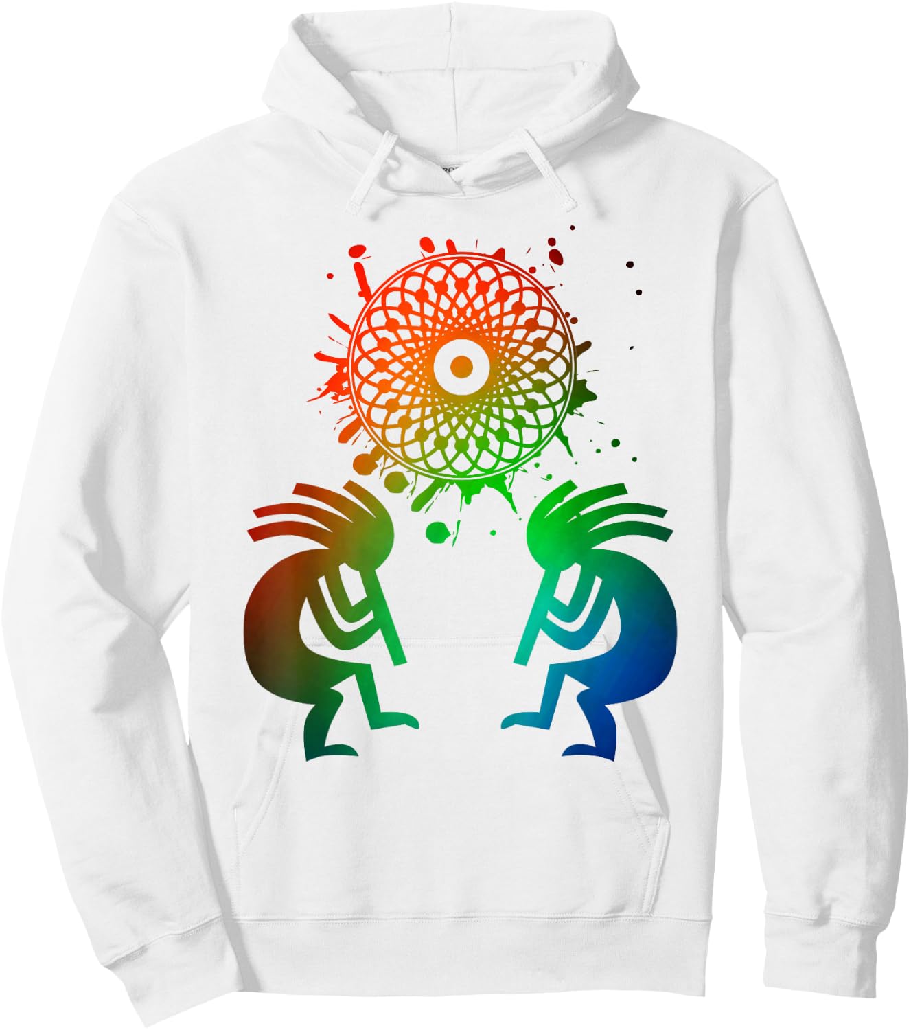 Kokopelli Native American Dream Catcher Hoodie - Hoodie | White