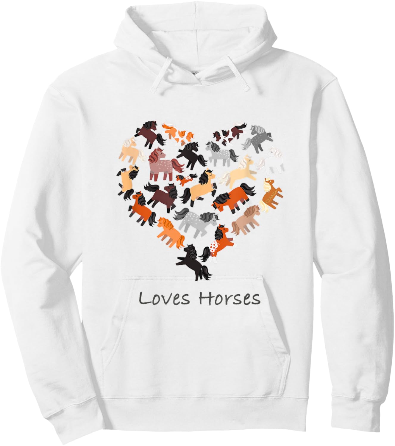 Loves Horses cartoon ponies in a heart shaped design Hoodie - Hoodie | White