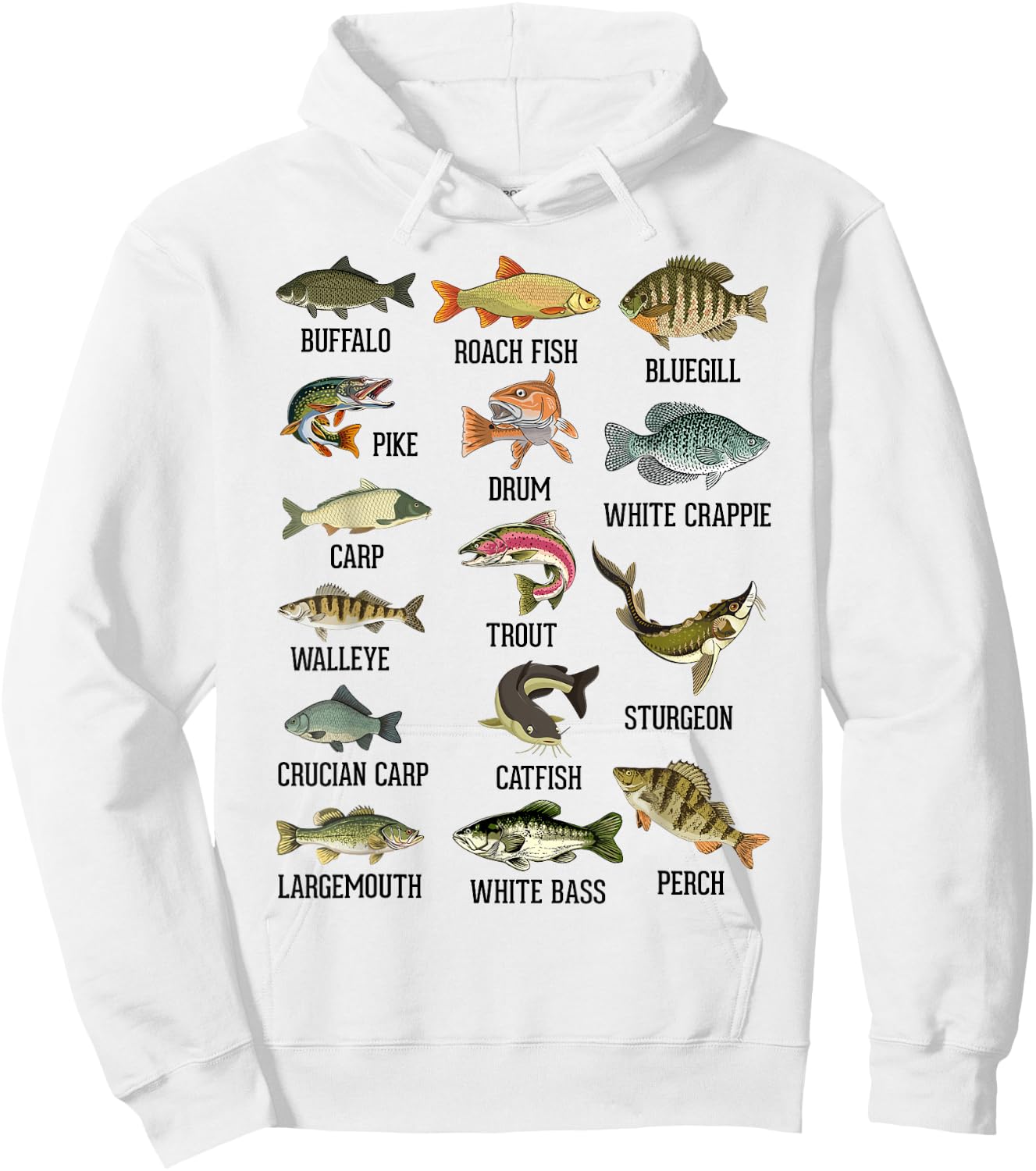 Types Of Freshwater Fish Fisherman Biology Educational Hoodie - Hoodie | White