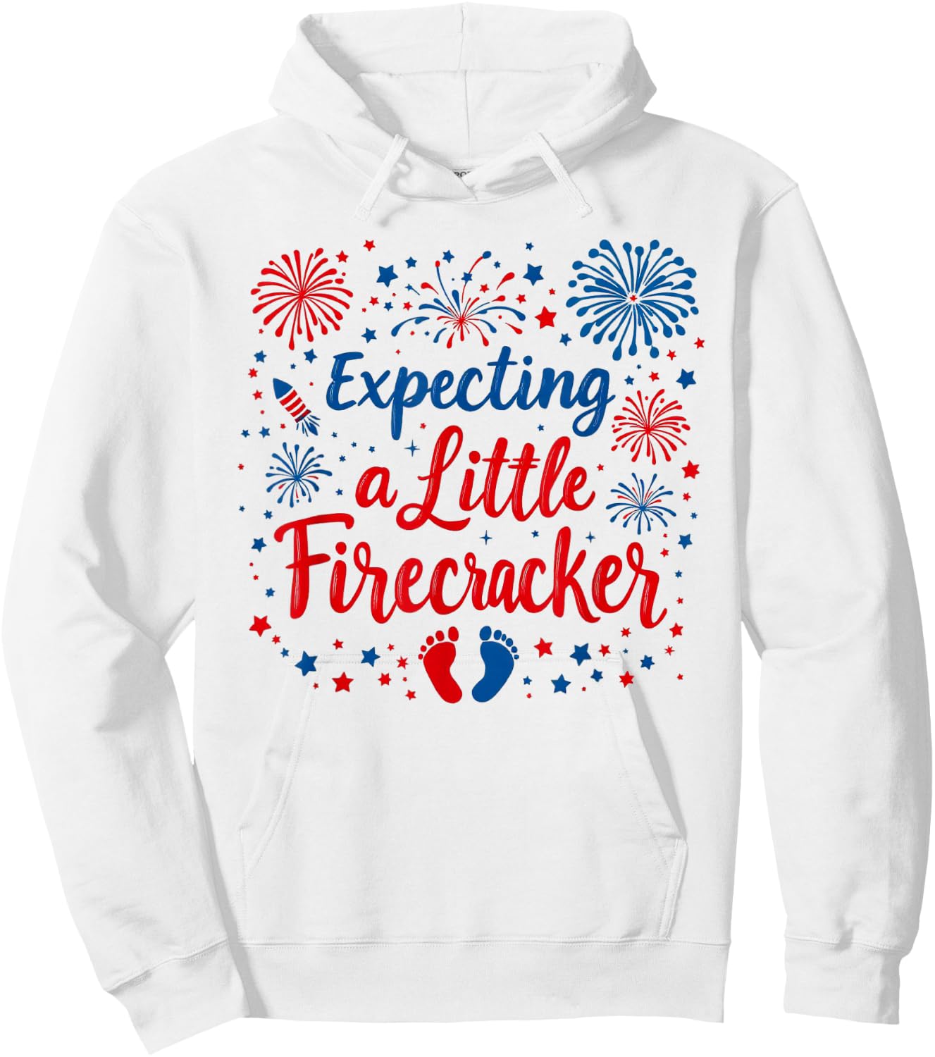 Expecting A Little Firecracker Baby Announcements 4th July Hoodie - Hoodie | White