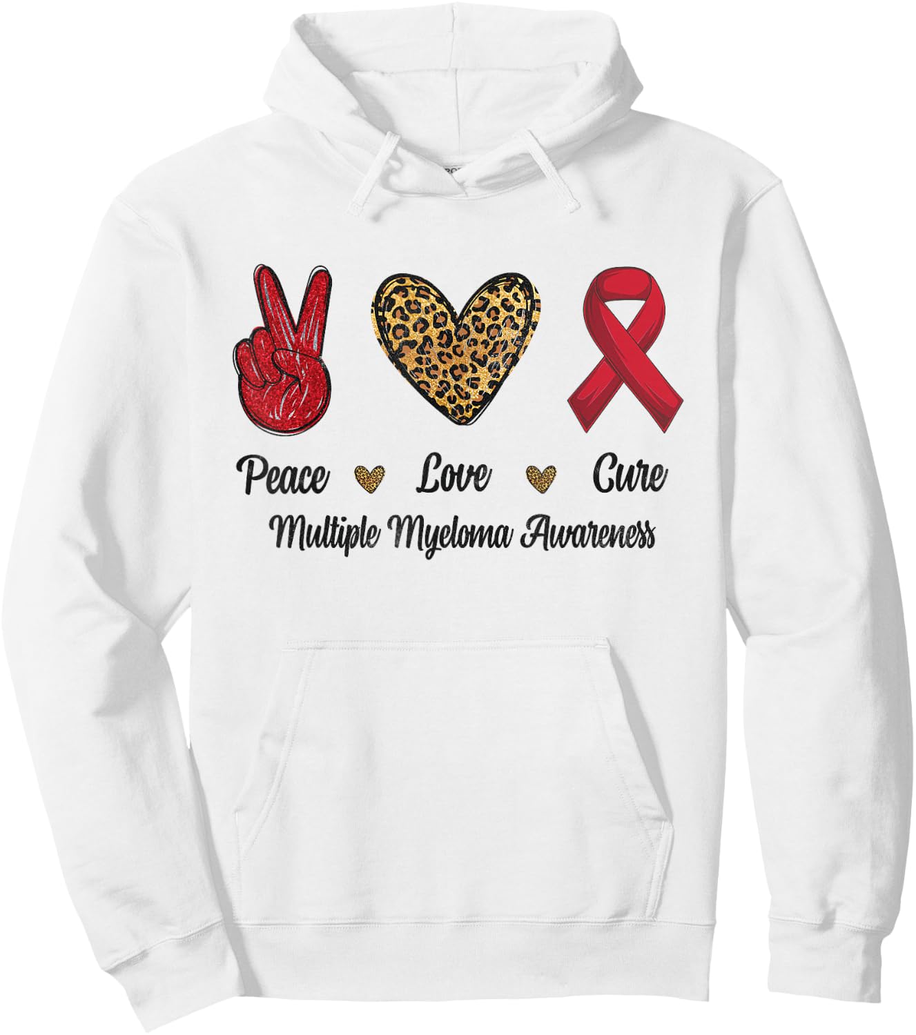 Peace Love Cure Multiple Myeloma Awareness Leopard Men Hoodie - Hoodie | White