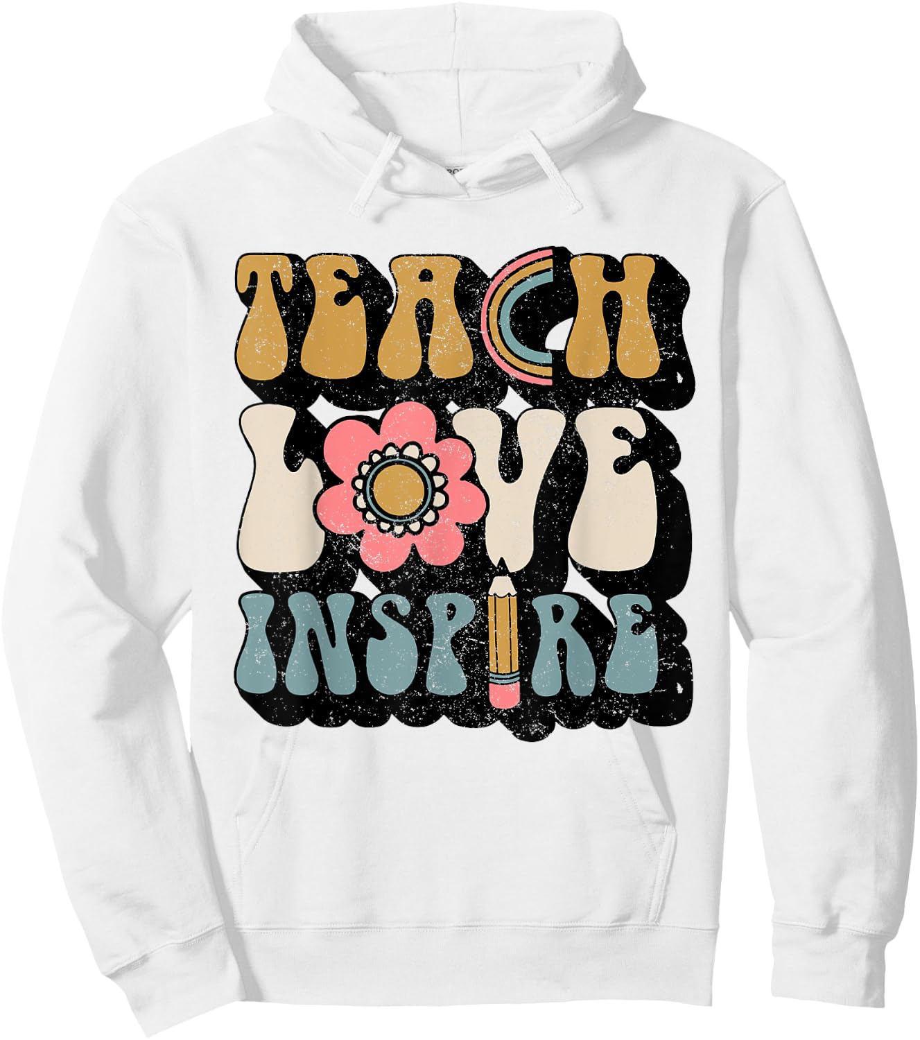 Back To School Teach Love Inspire Retro Teachers Women Gift Hoodie - Hoodie | White