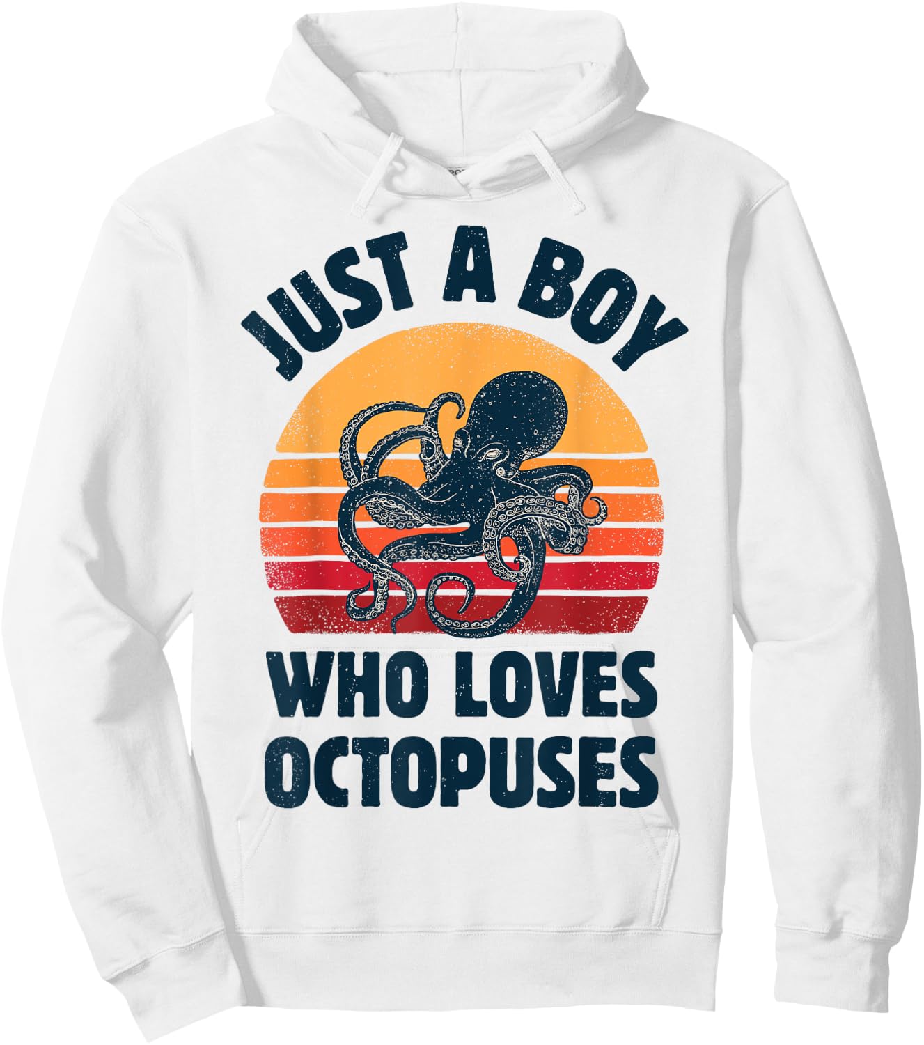 Octopus Just A Boy Who Loves Sea Animals Men Retro Vintage Hoodie - Hoodie | White