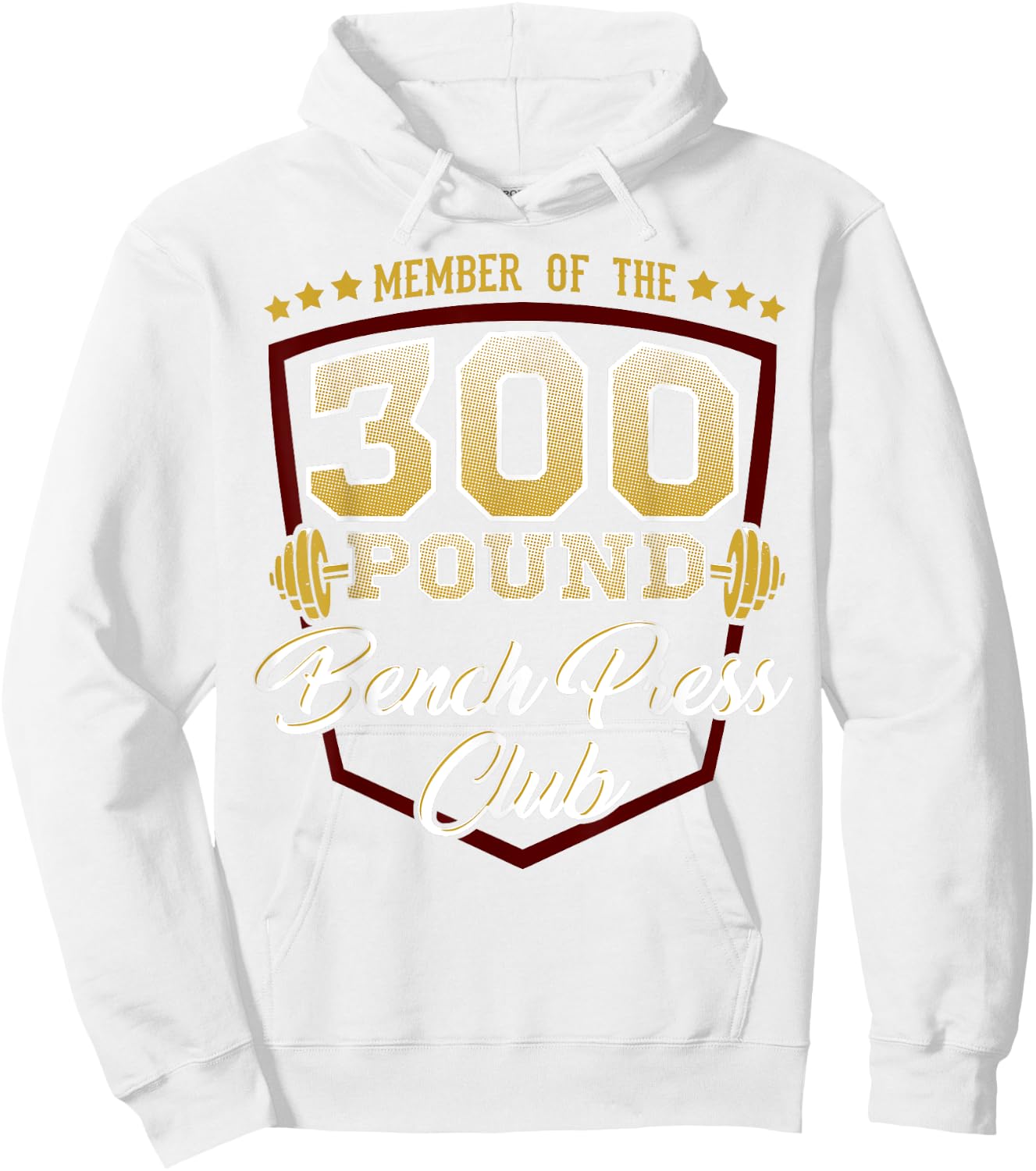 300 Pound Bench Press Club Gym Hoodie - Hoodie | White