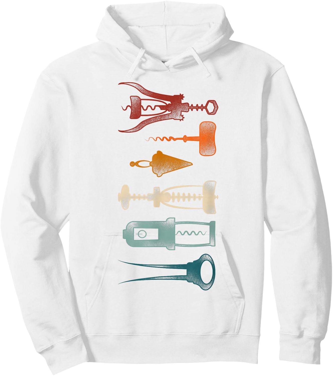 Sommelier Wine Drinking Tasting Retro Corkscrew Wine Opener Hoodie - Hoodie | White