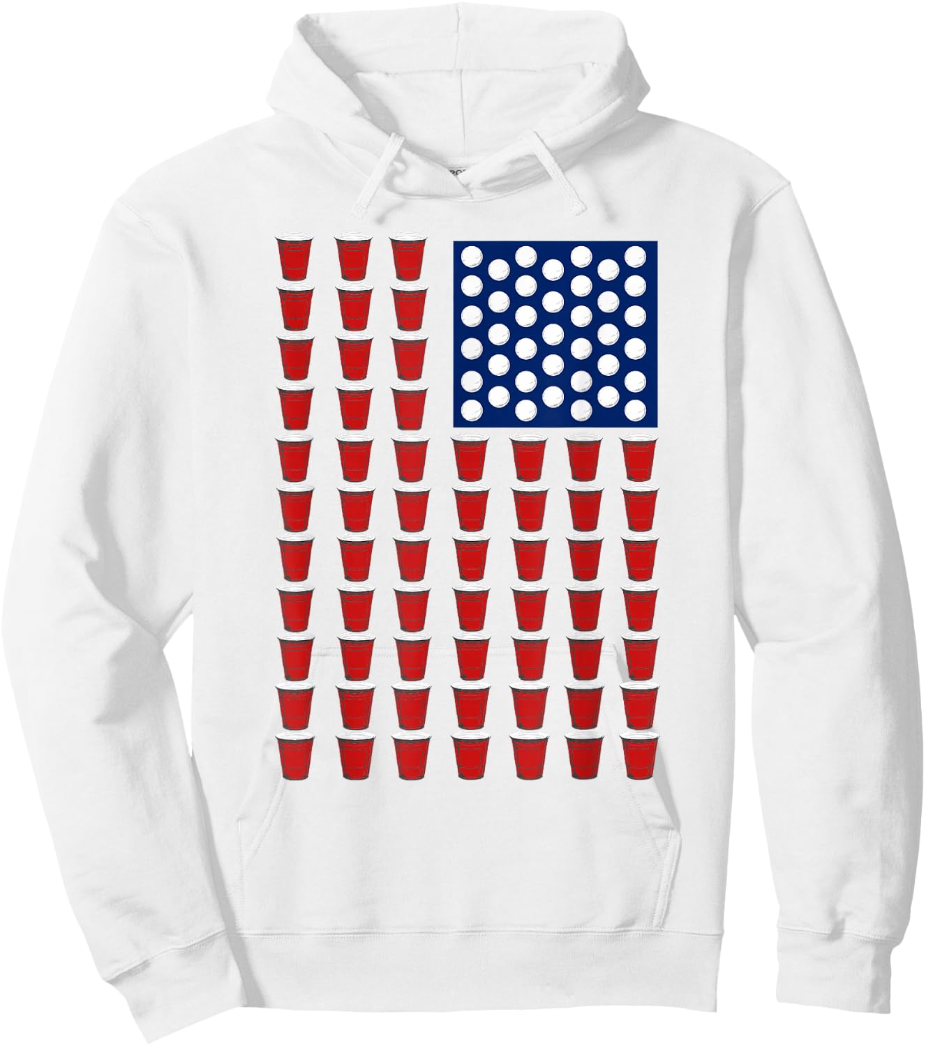 4th of July Trendy Red Solo Cup Beer Pong USA Flag Hoodie - Hoodie | White