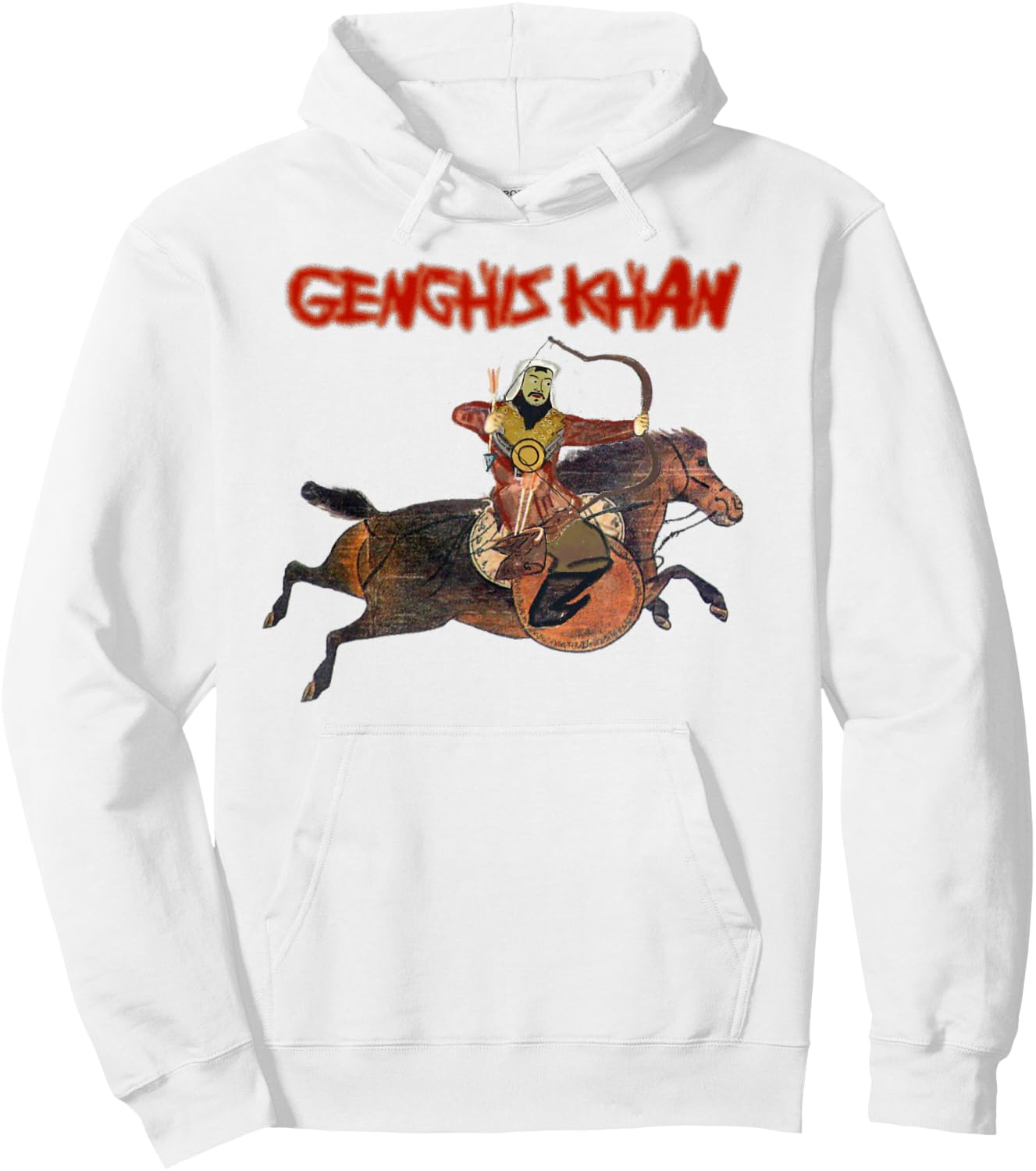 Rex Invictus Genghis Khan , Men's -Adults Yellow Cartoon , Classic Fit, Short Sleeve, , Small Hoodie - Hoodie | White