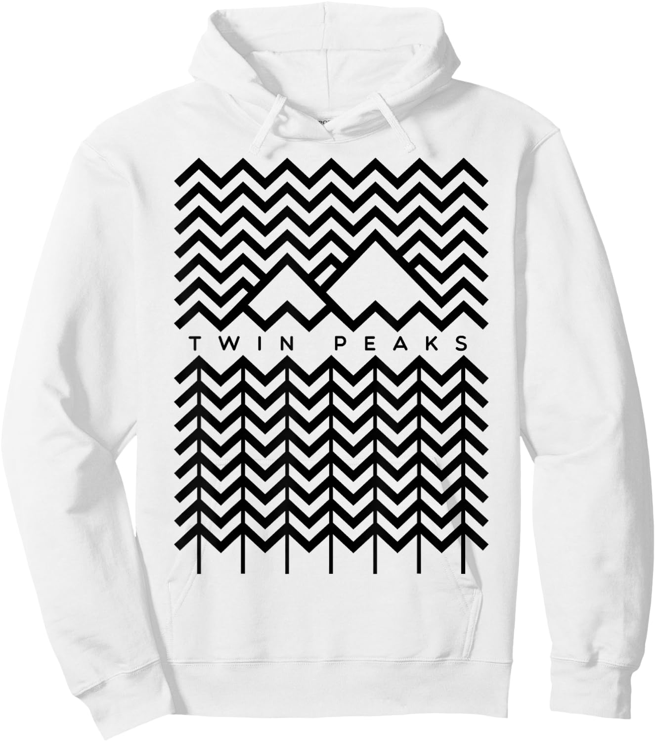 Twin Peaks Mountain and Trees Line Art Grphic Hoodie - Hoodie | White