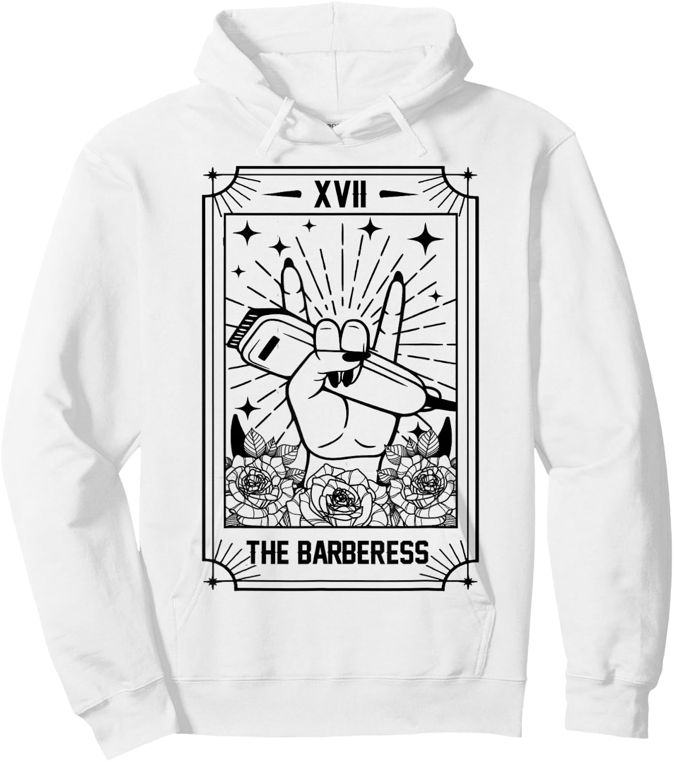 Hairstylist Proud Lady Barber Salon The Barberess Tarot Card Hoodie - Hoodie | White