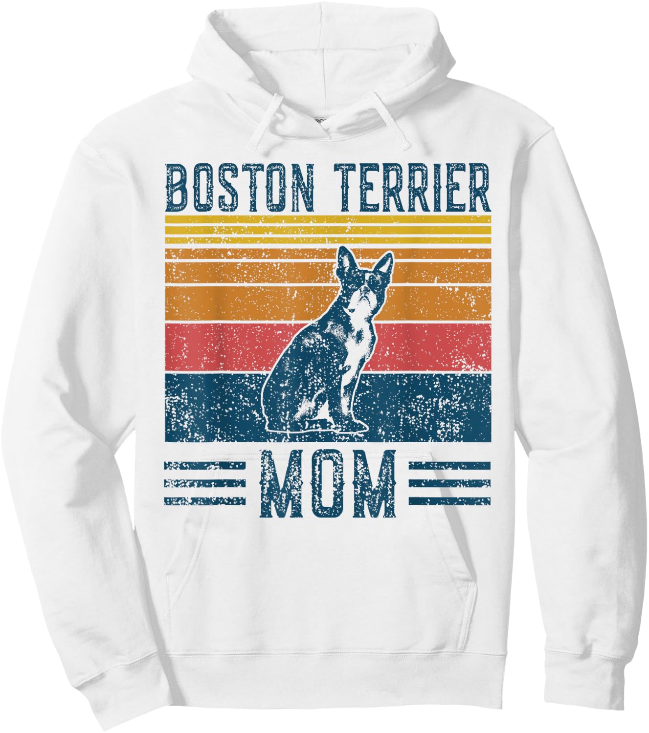 Dog Boston Terrier Mom - Vintage Boston Terrier Mom Hoodie - Hoodie | White