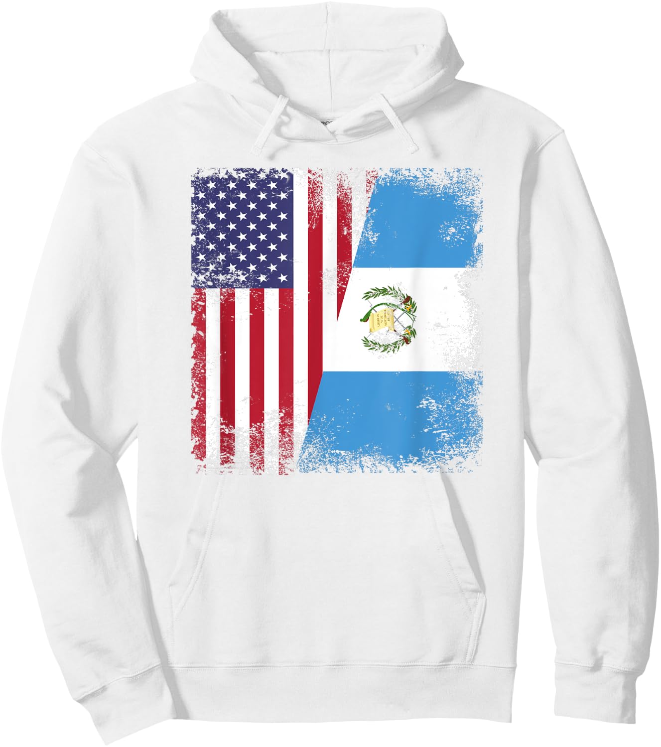Half Guatemalan Flag | Vintage Guatemala USA Gift Hoodie - Hoodie | White
