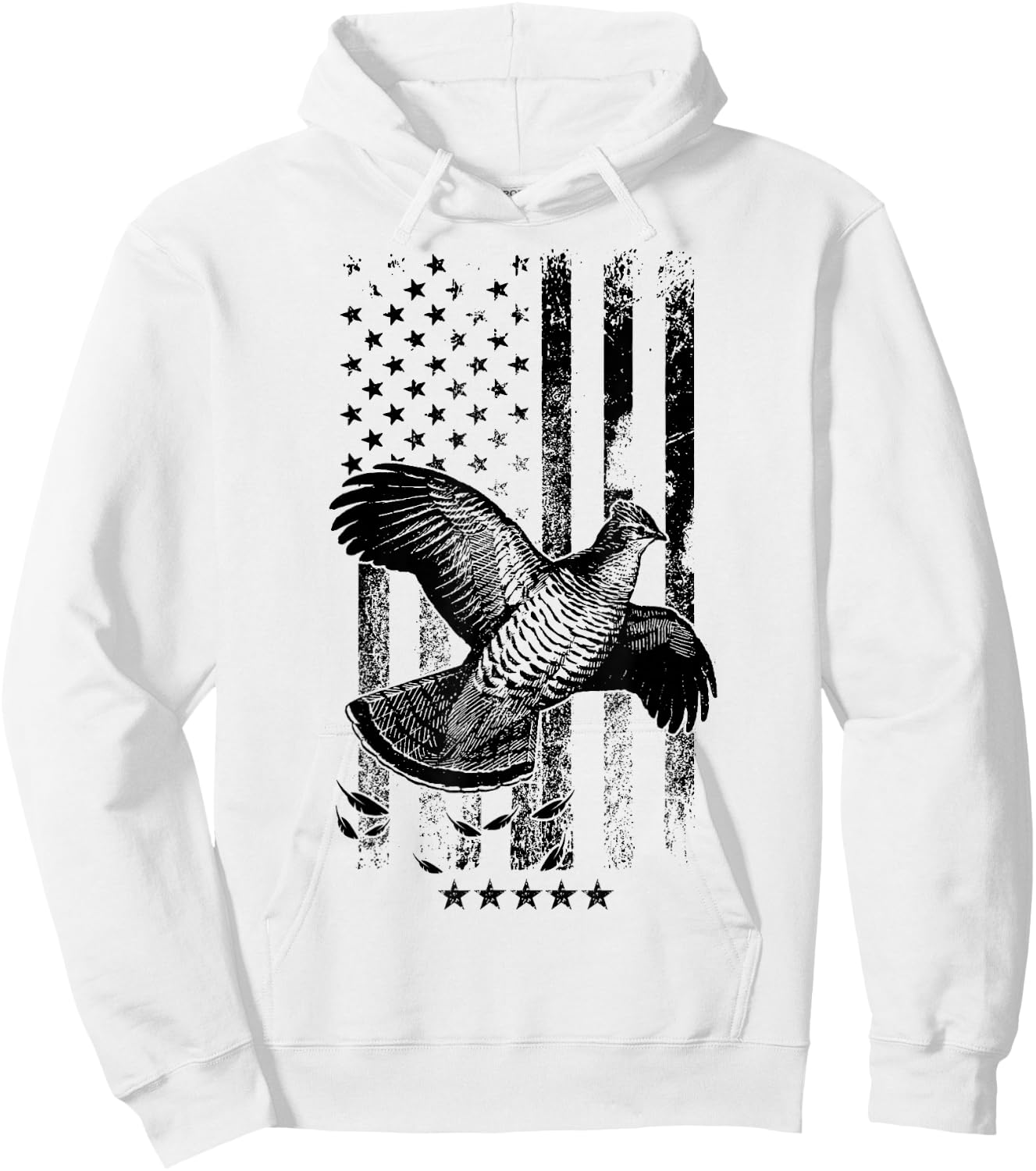 USA American Flag Hunters - Hunting Grouse Bird Hoodie - Hoodie | White