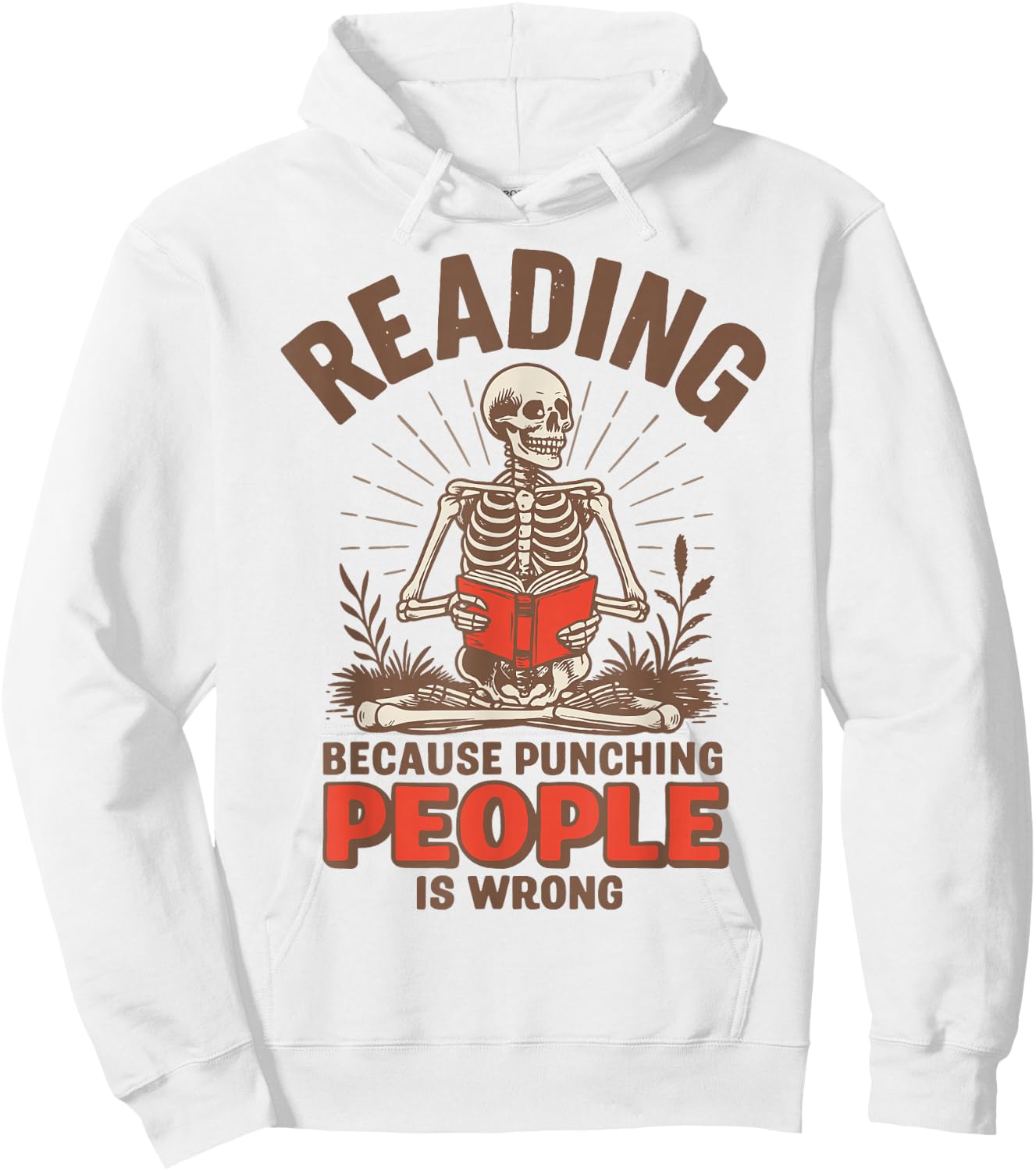 Reading Because Punching People Is Wrong Hoodie - Hoodie | White