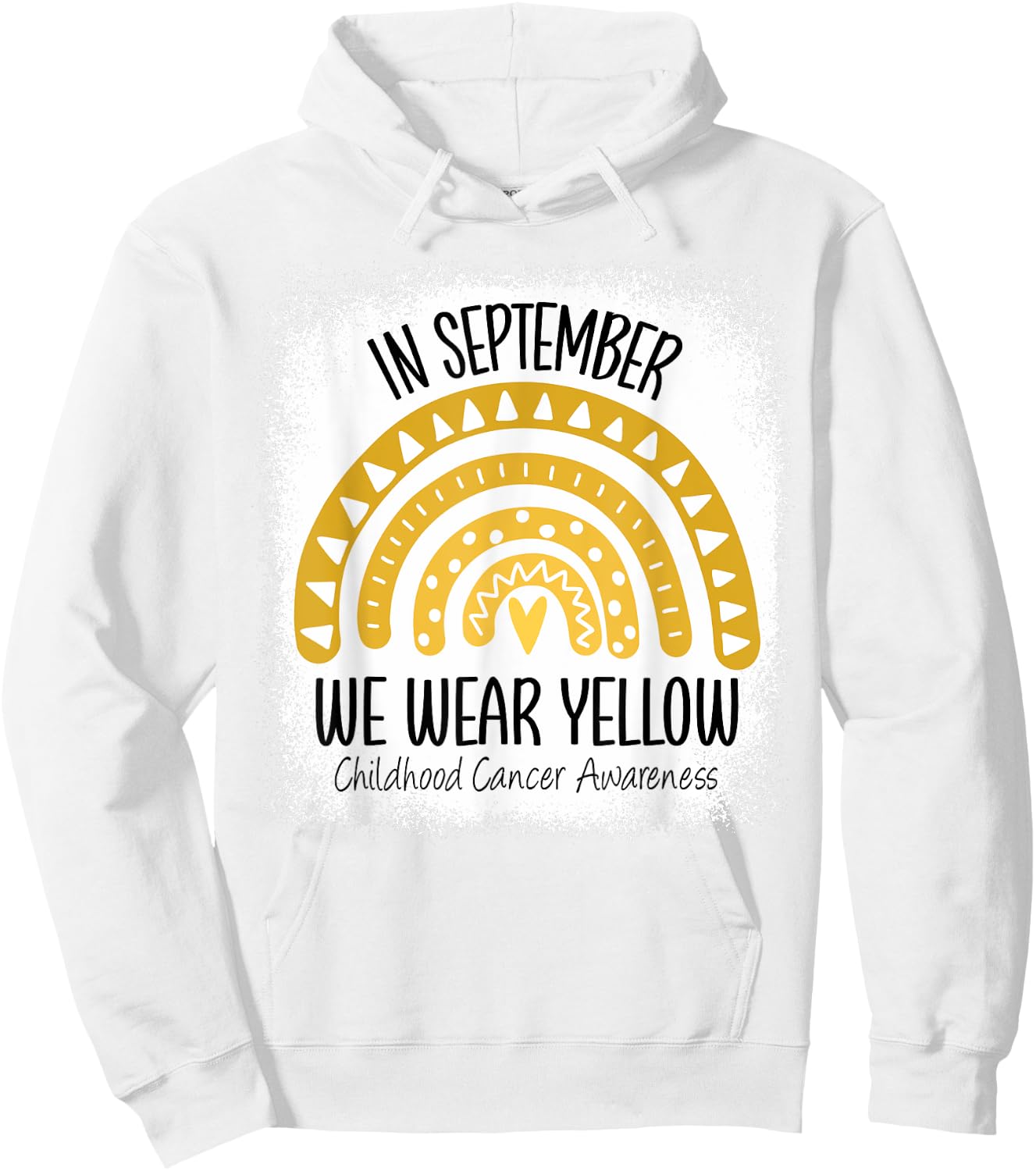 Rainbow September We Wear Yellow Childhood Cancer Awareness Hoodie - Hoodie | White
